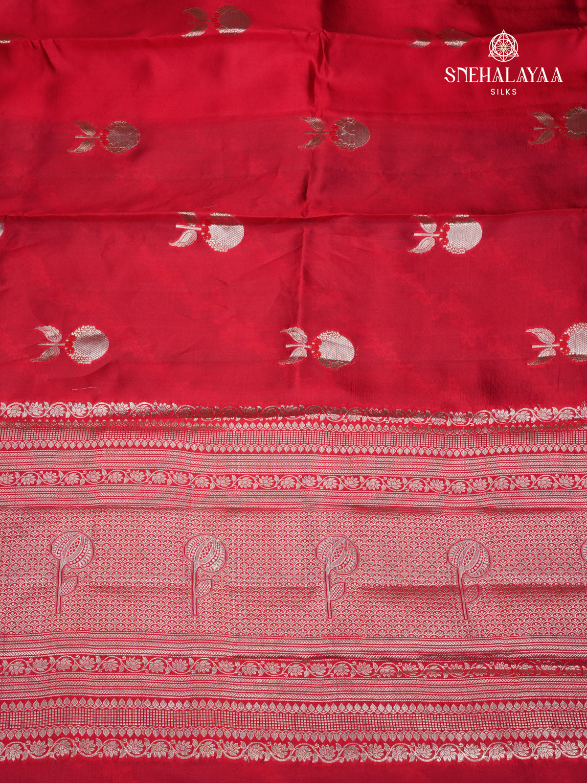 Red Chiniya Silk Saree