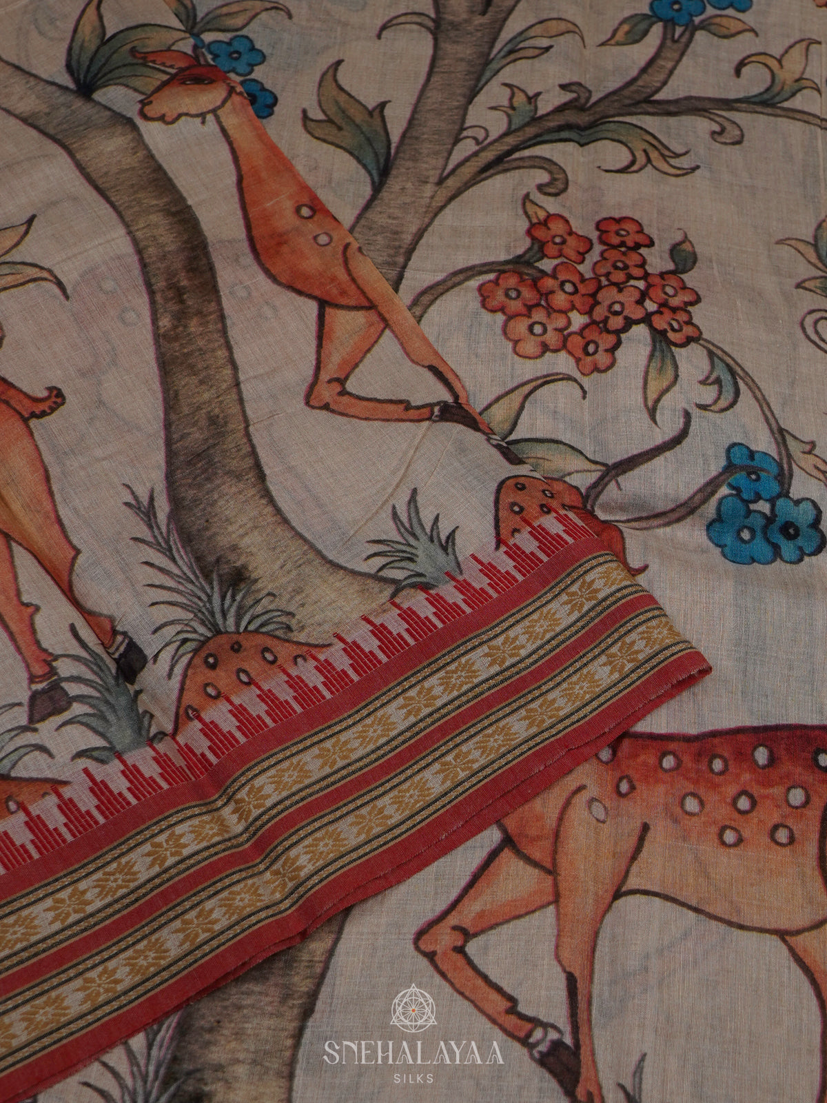 Beige Munga Tussar Saree