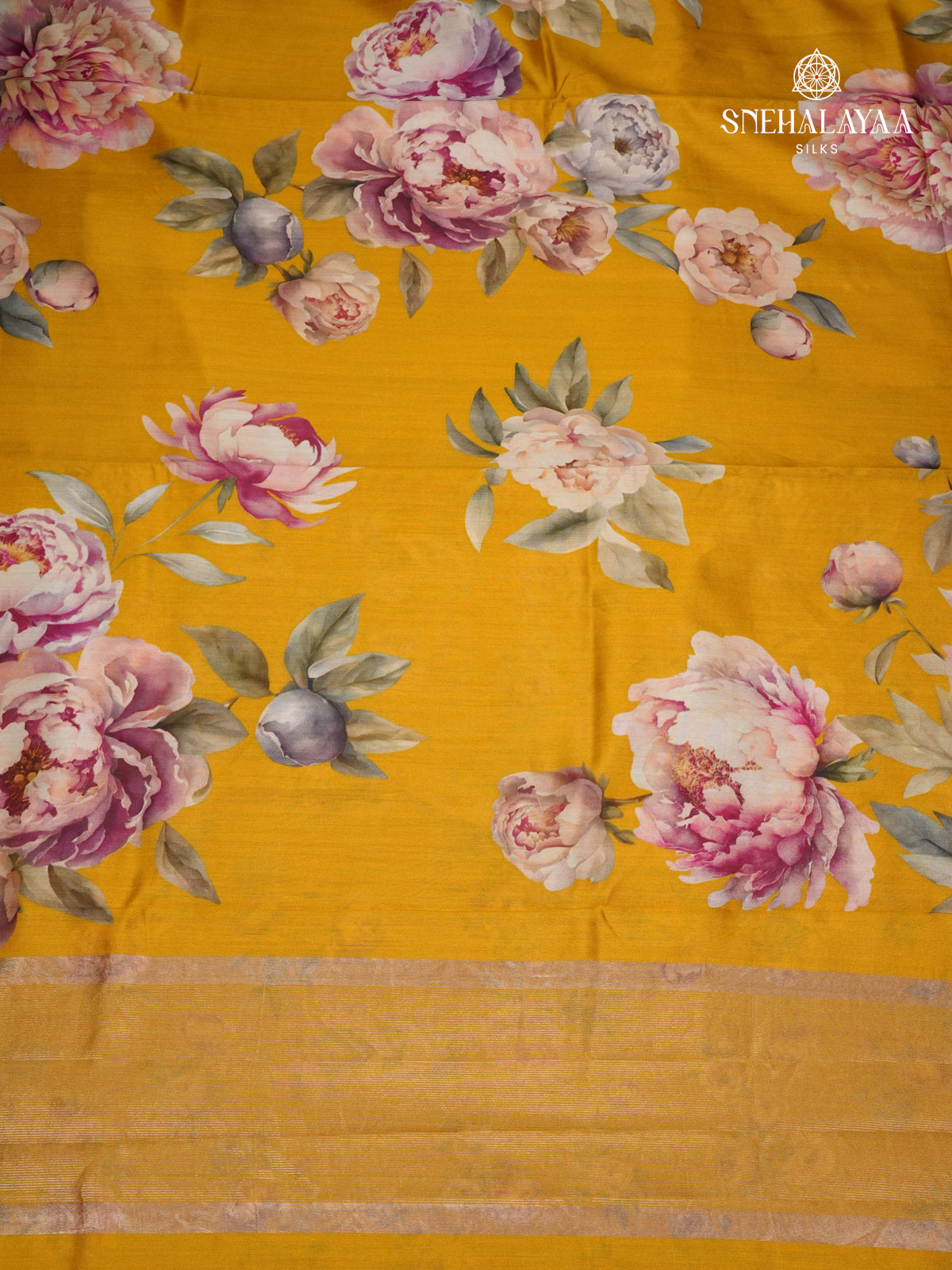 Mango Yellow Chiniya Silk Saree