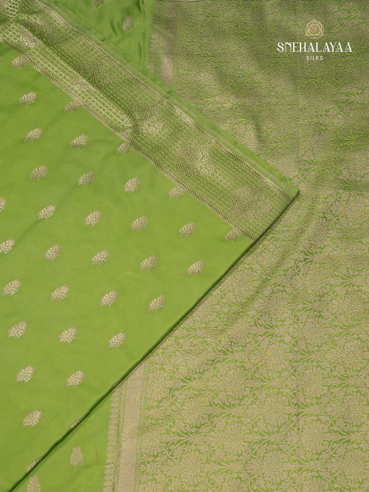 Green Satin Banaras Saree