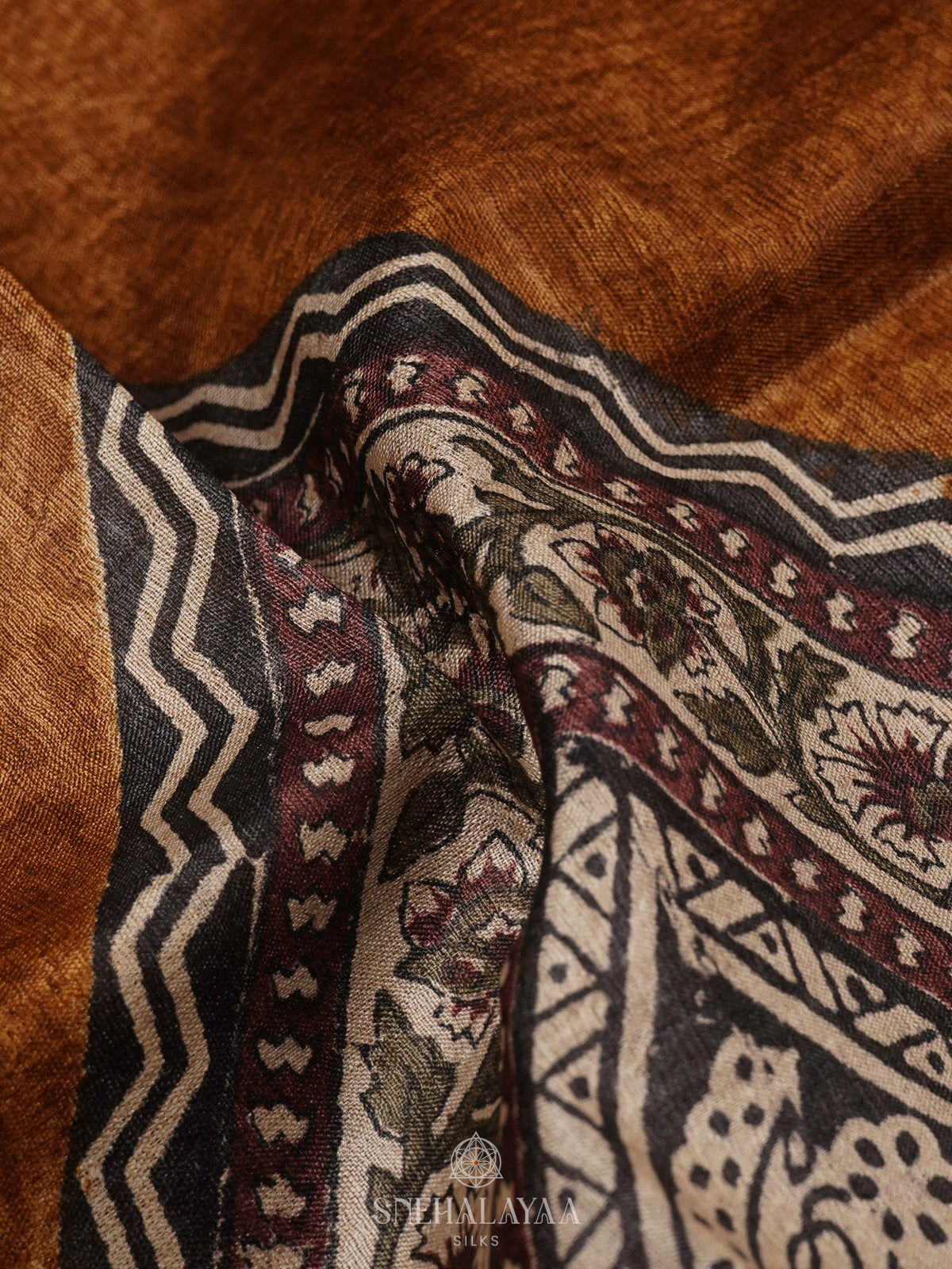 Mustard Tussar Saree