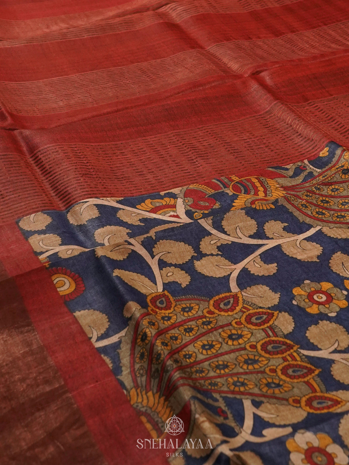 Blue Tussar Saree