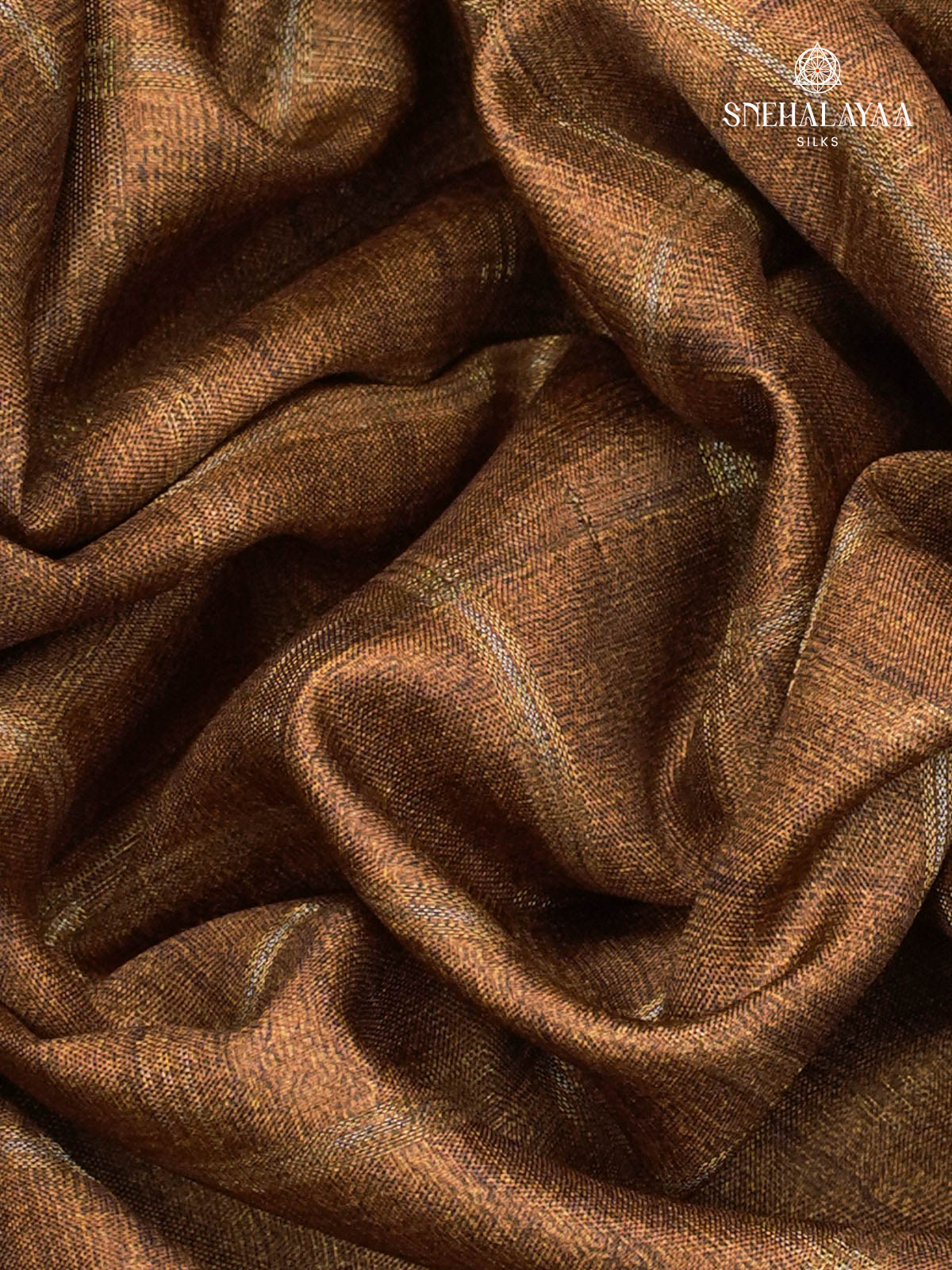 Brown Floral Printed Tussar Saree