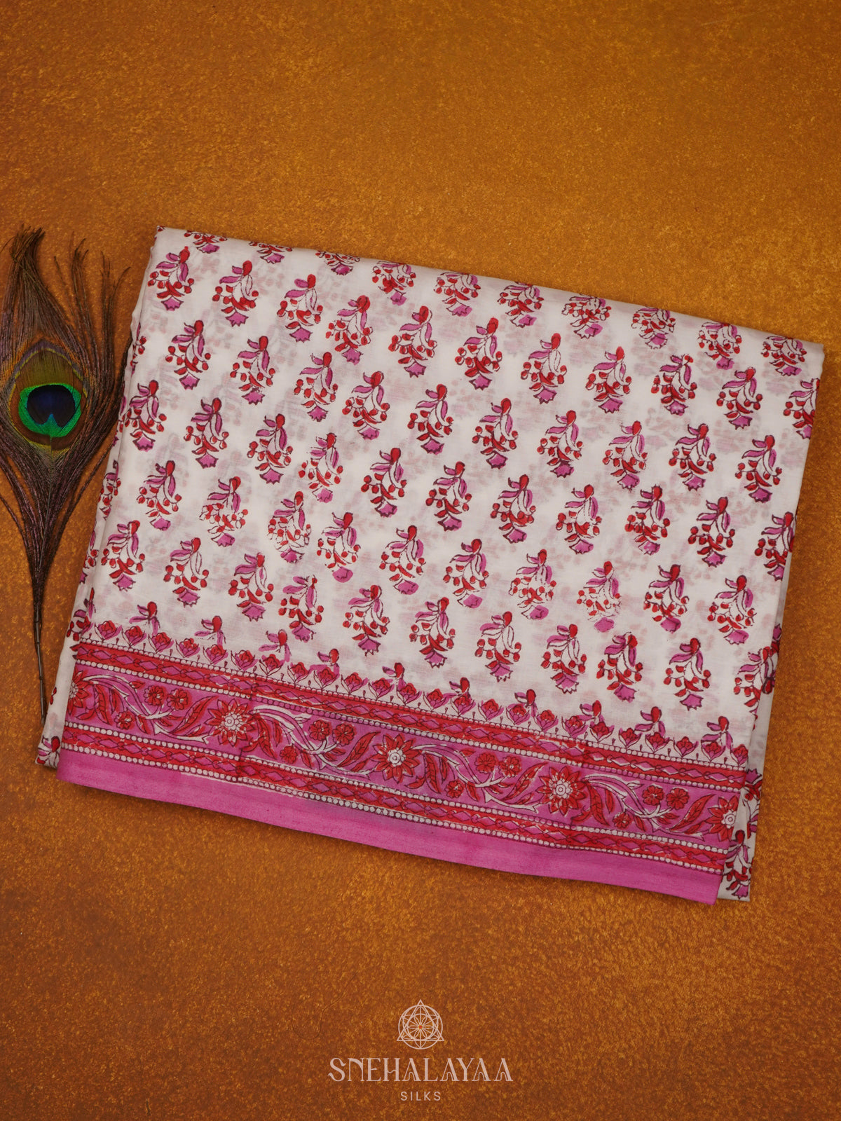 White Jaipur Cotton Saree