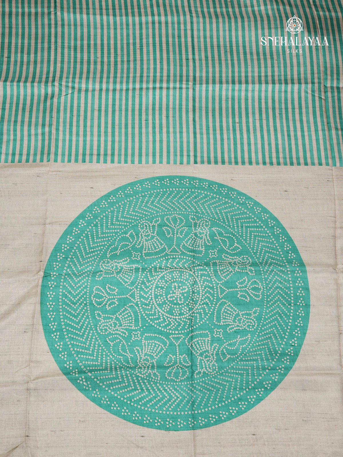 Off White Printed Tussar Saree