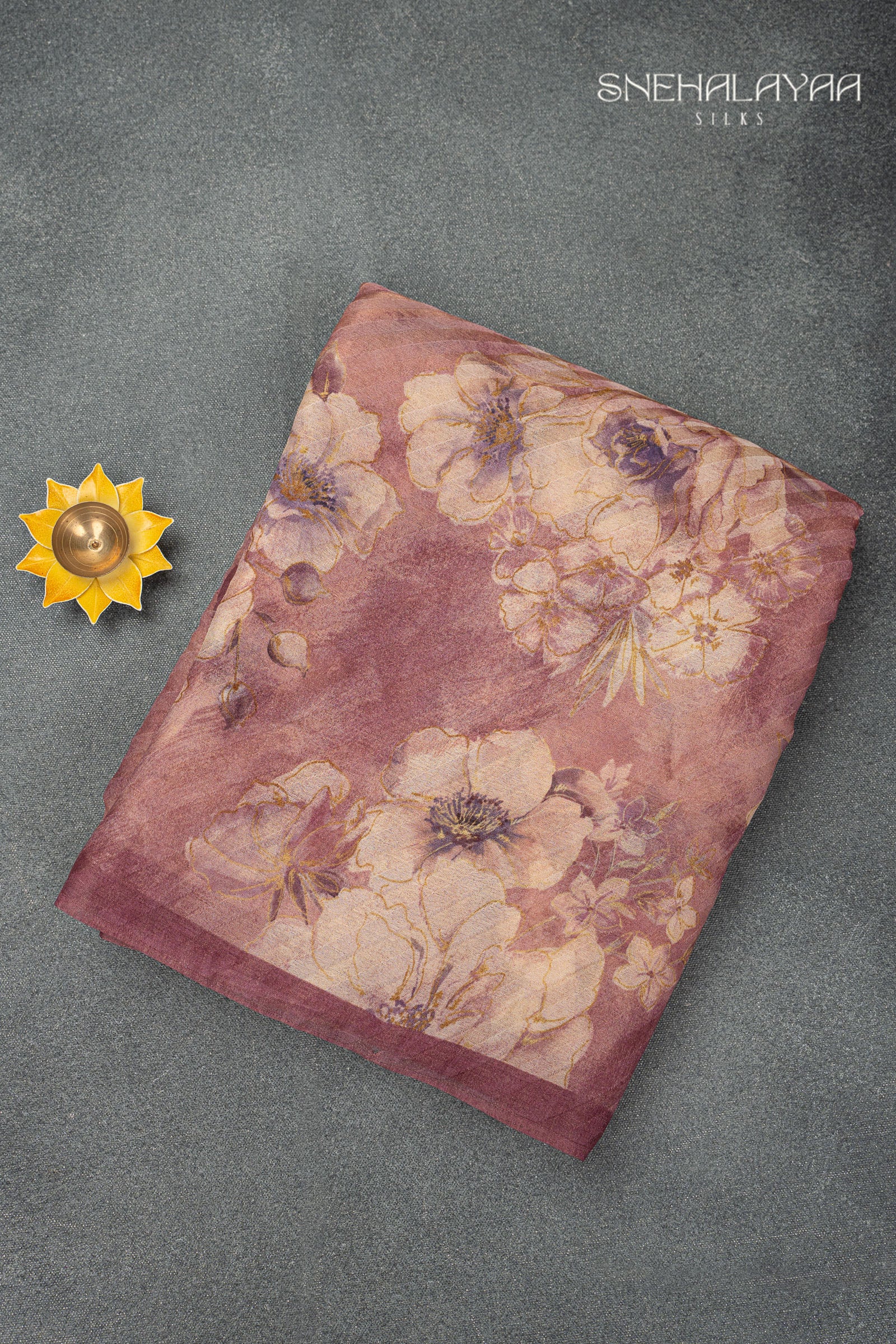 Rosewood Pink Semi Chiffon Saree