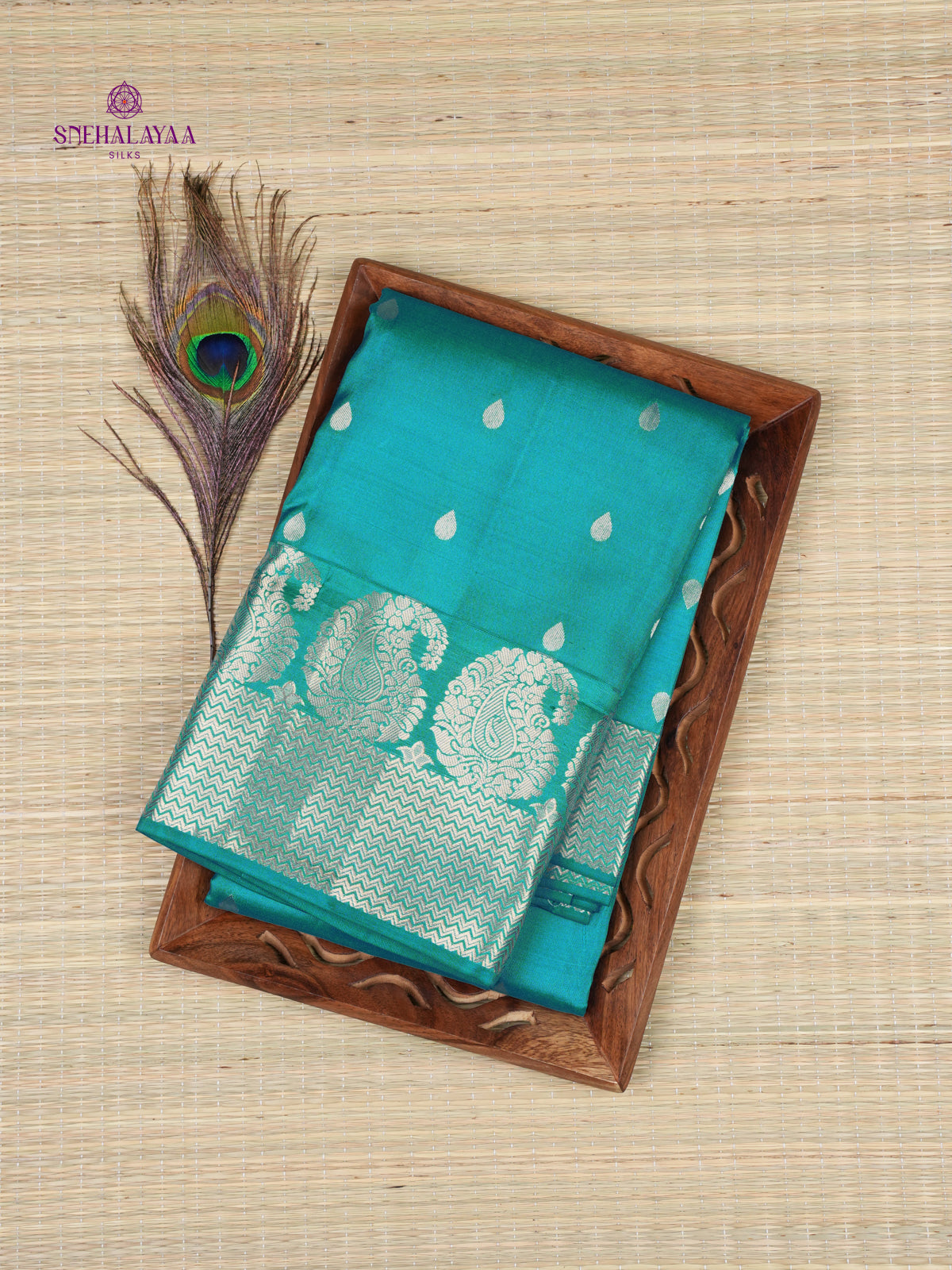 Peacock Blue Kanjivaram Silk Saree