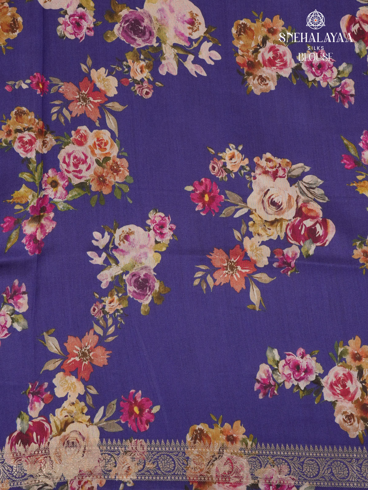 Navy Blue Chiniya Silk Saree