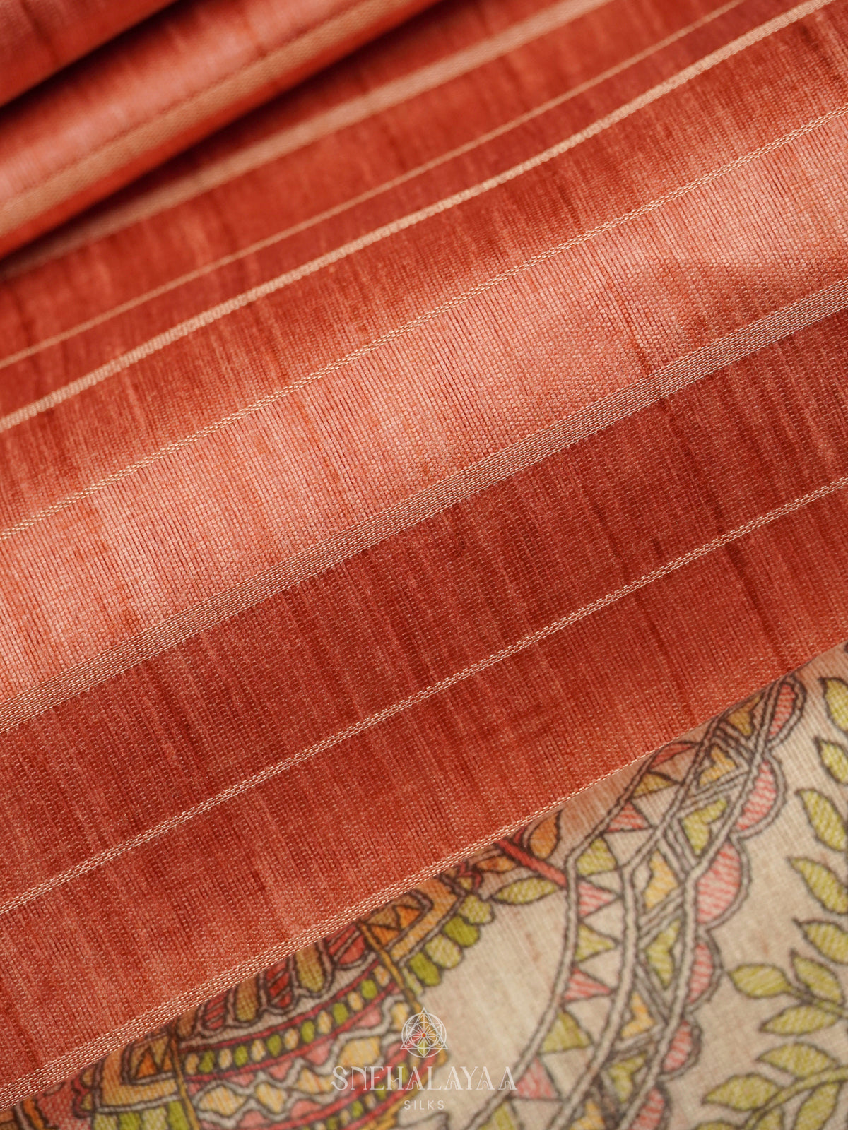 Peach Tussar Saree