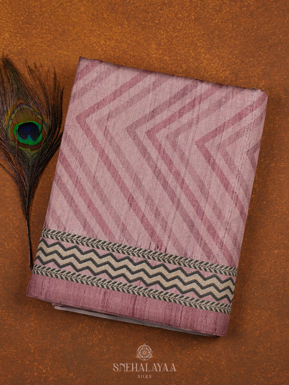 Pink Tussar Embroidery Saree