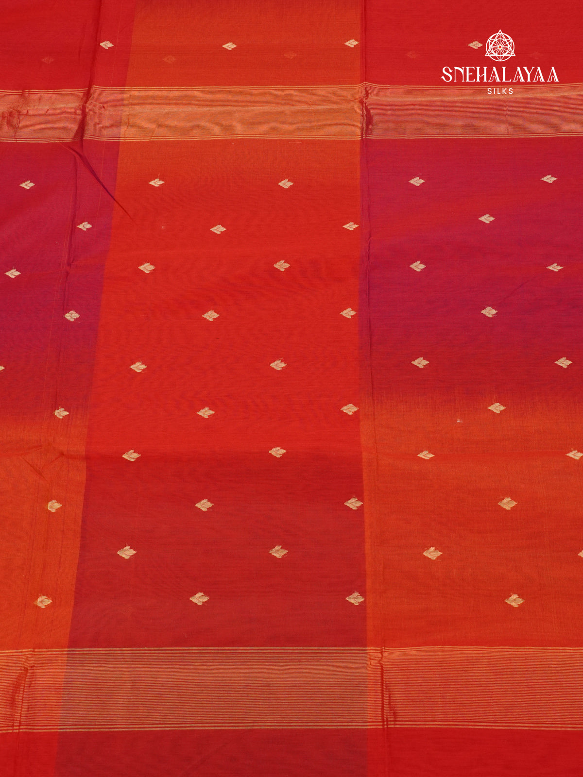 Rust Orange Maheshwari Silk Cotton Saree