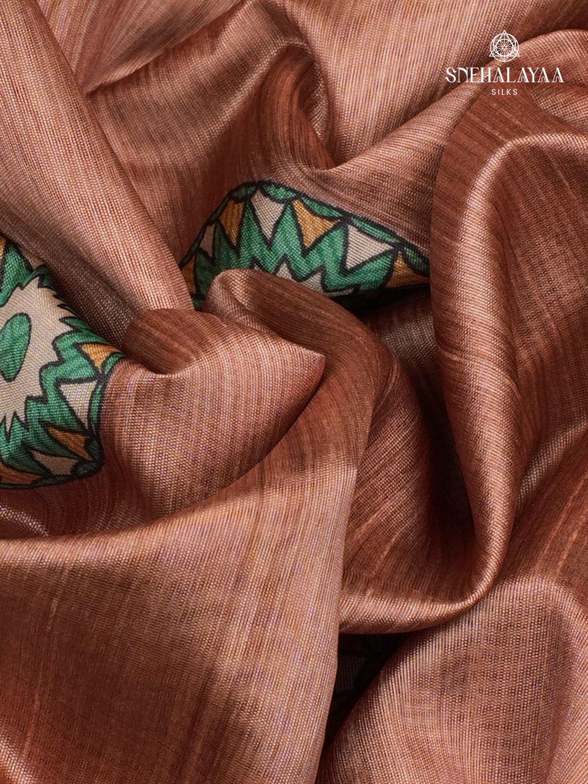 Brown Madhubani Printed Saree