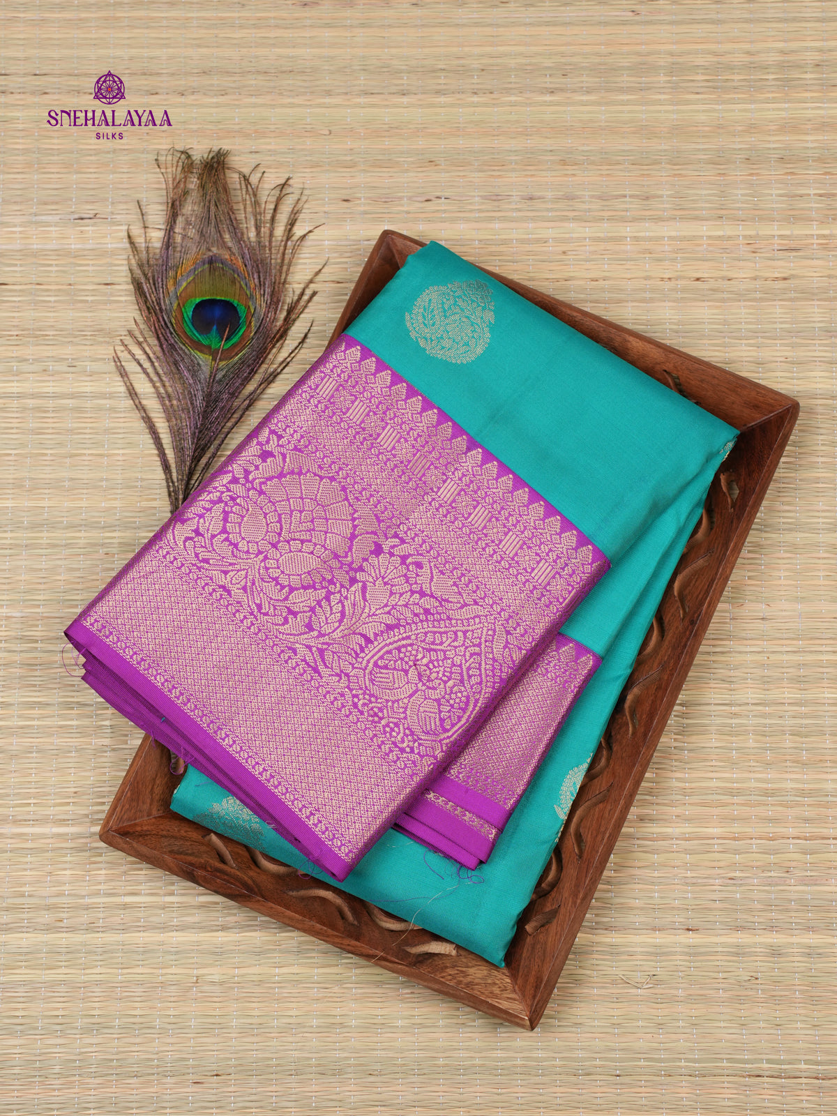 Peacock Blue Kanjivaram Silk Saree