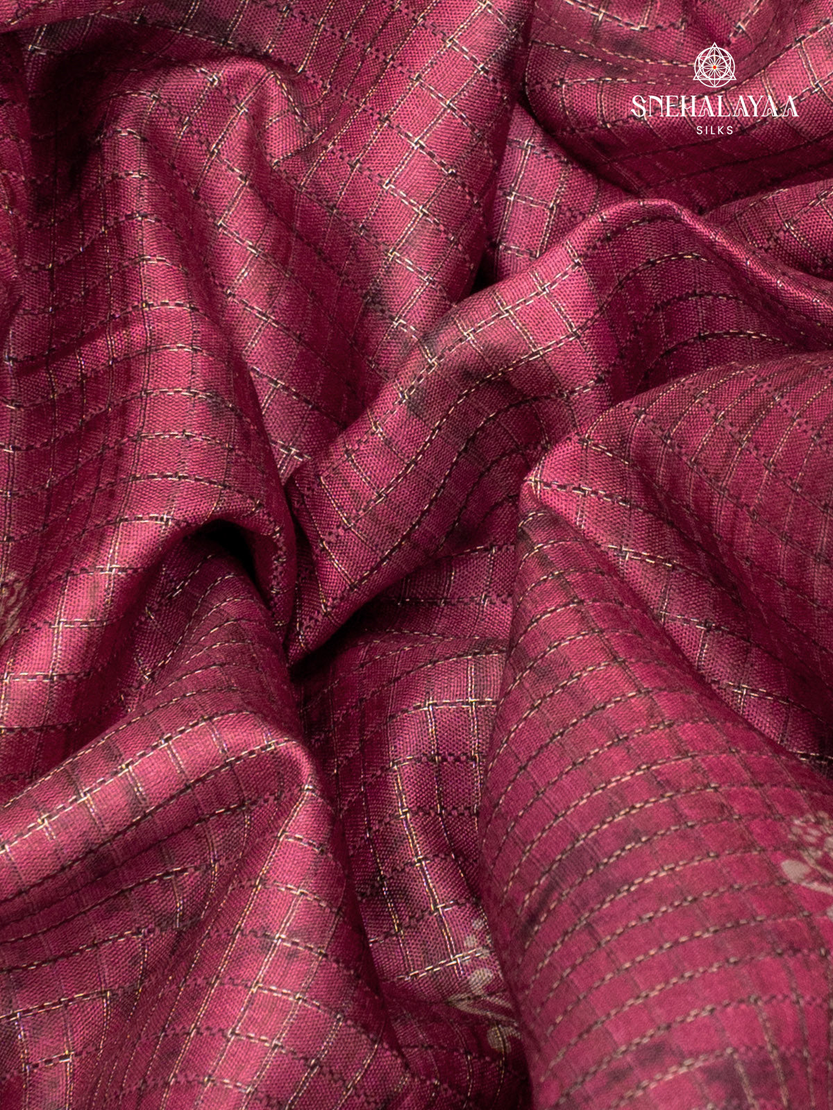 Burgundy Tussar Saree