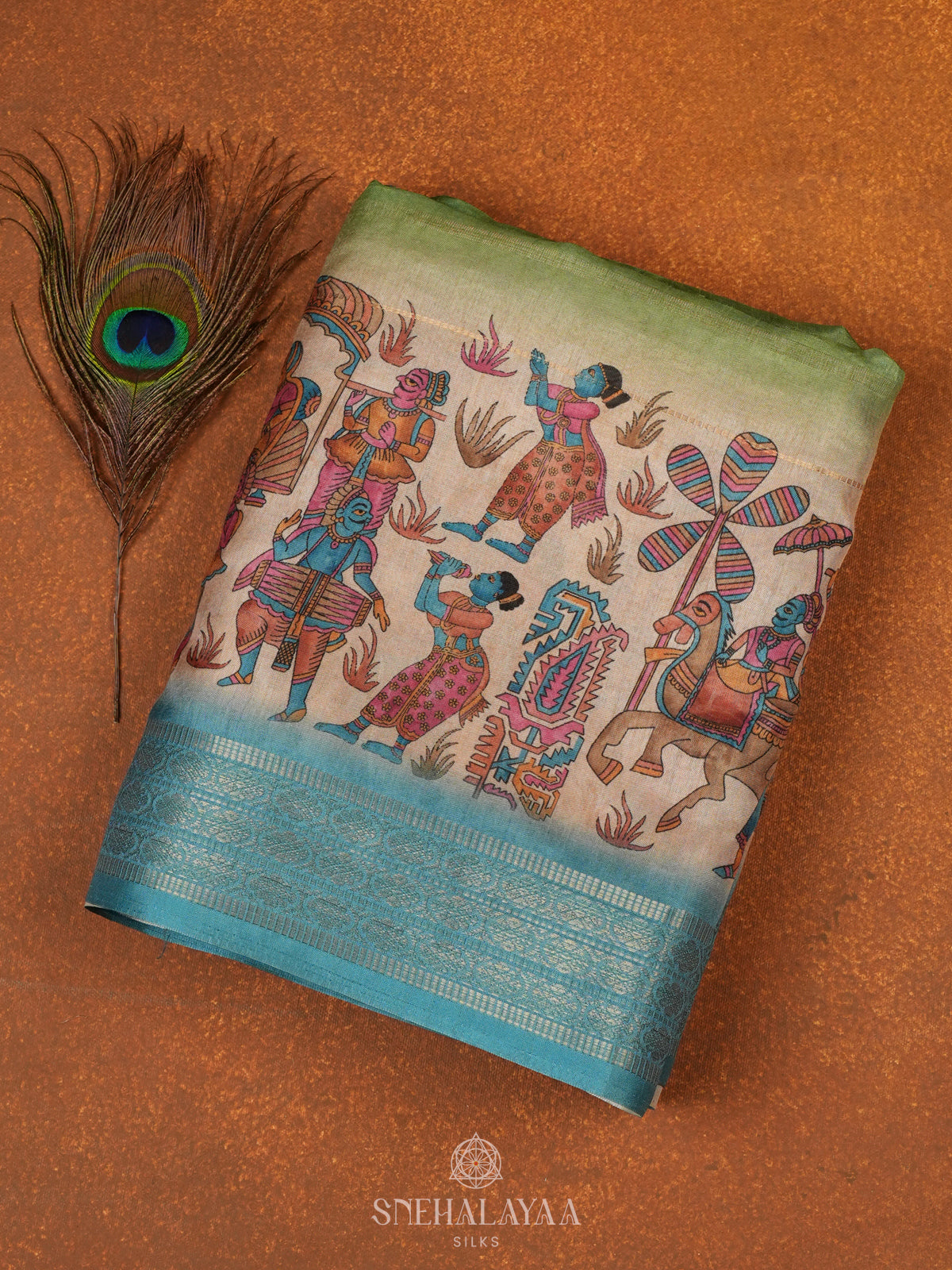 Green Dola Silk Saree