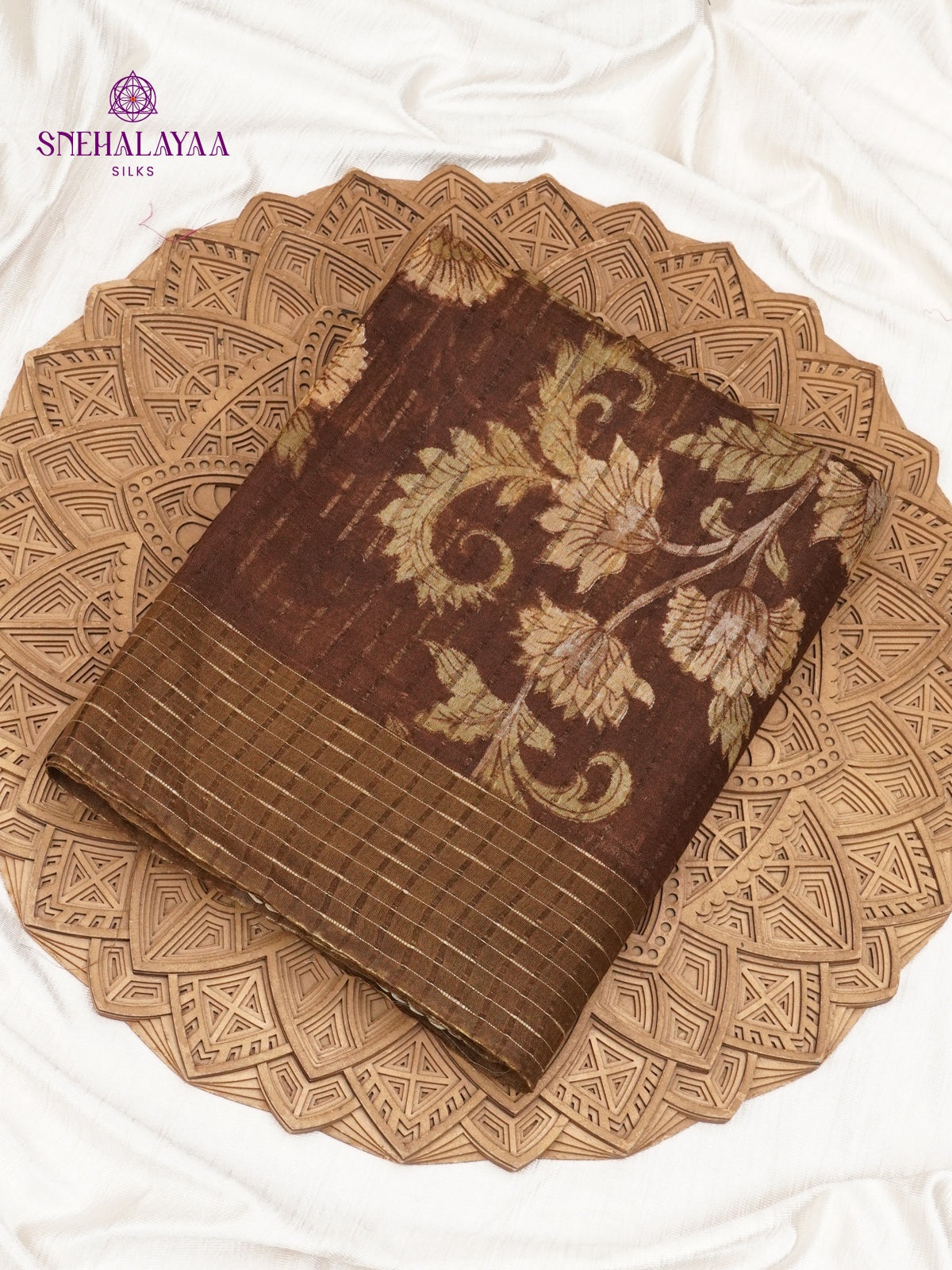 Brown Bamboo Silk Saree