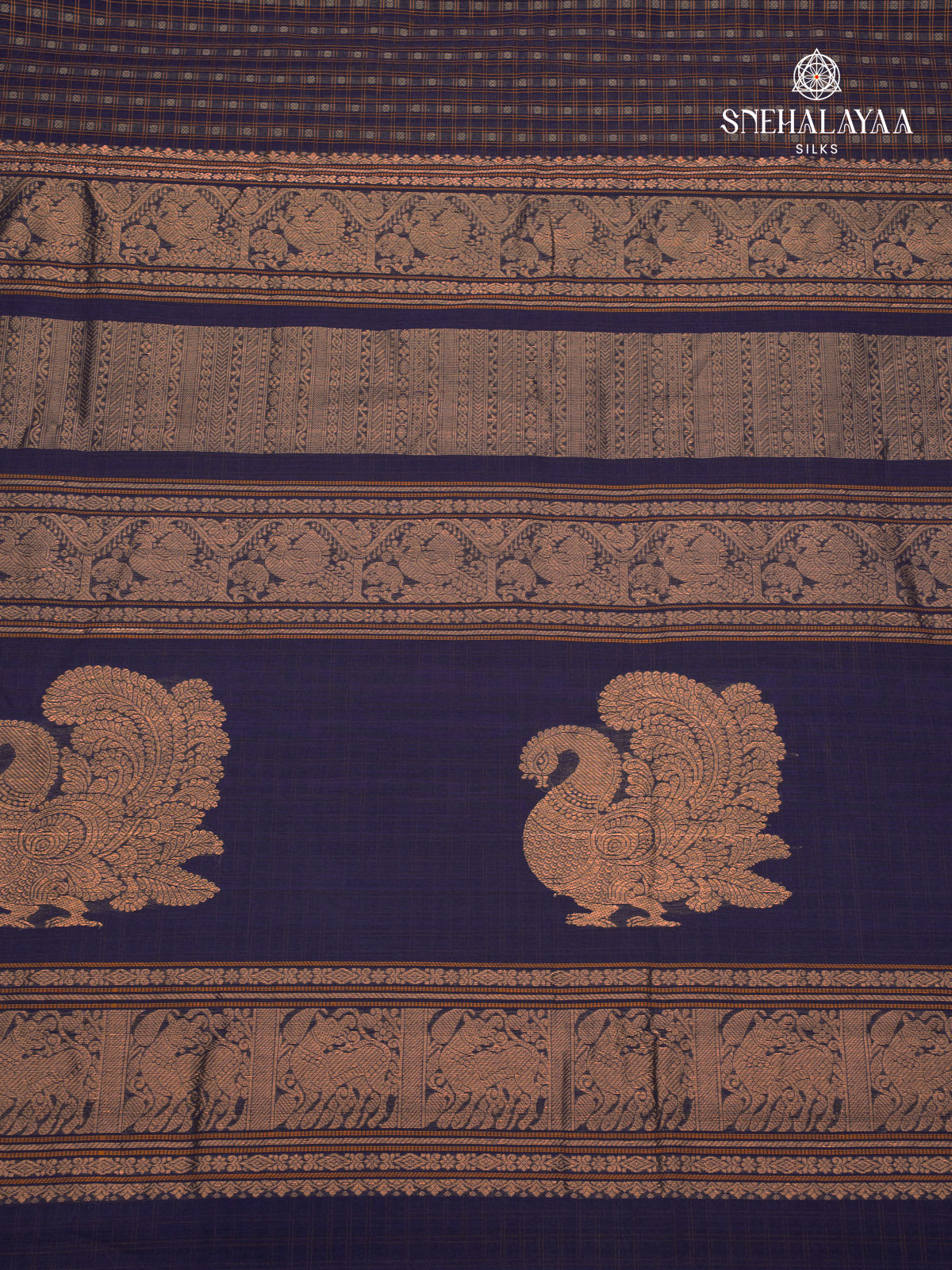 Navy Blue Pure Kanchi Cotton Saree