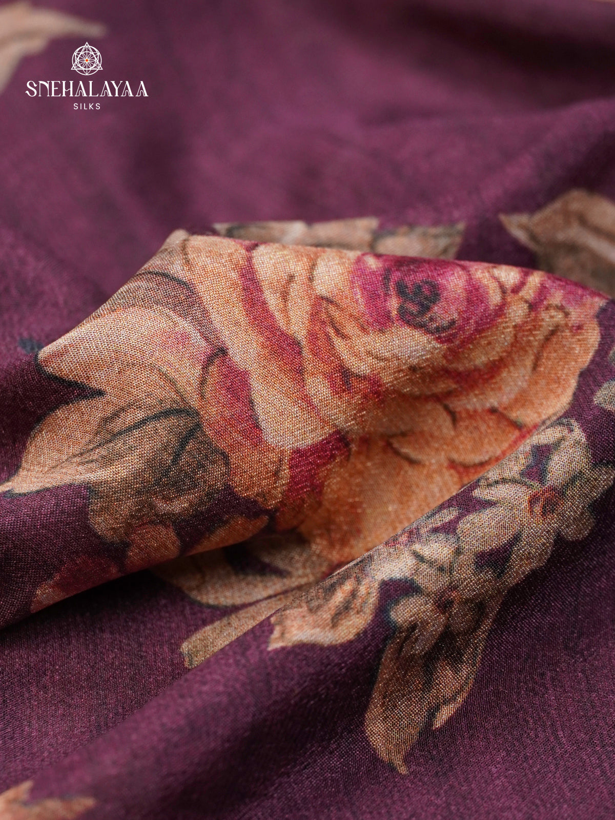 Purple Printed Creap Saree