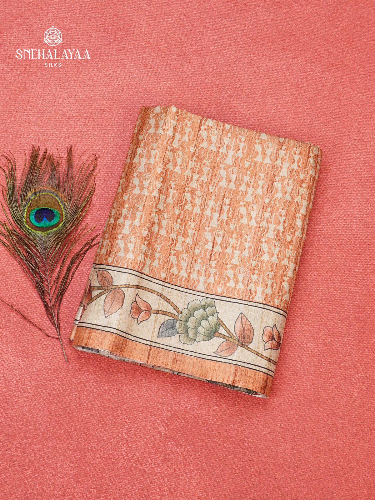 Pale Orange Tussar Saree