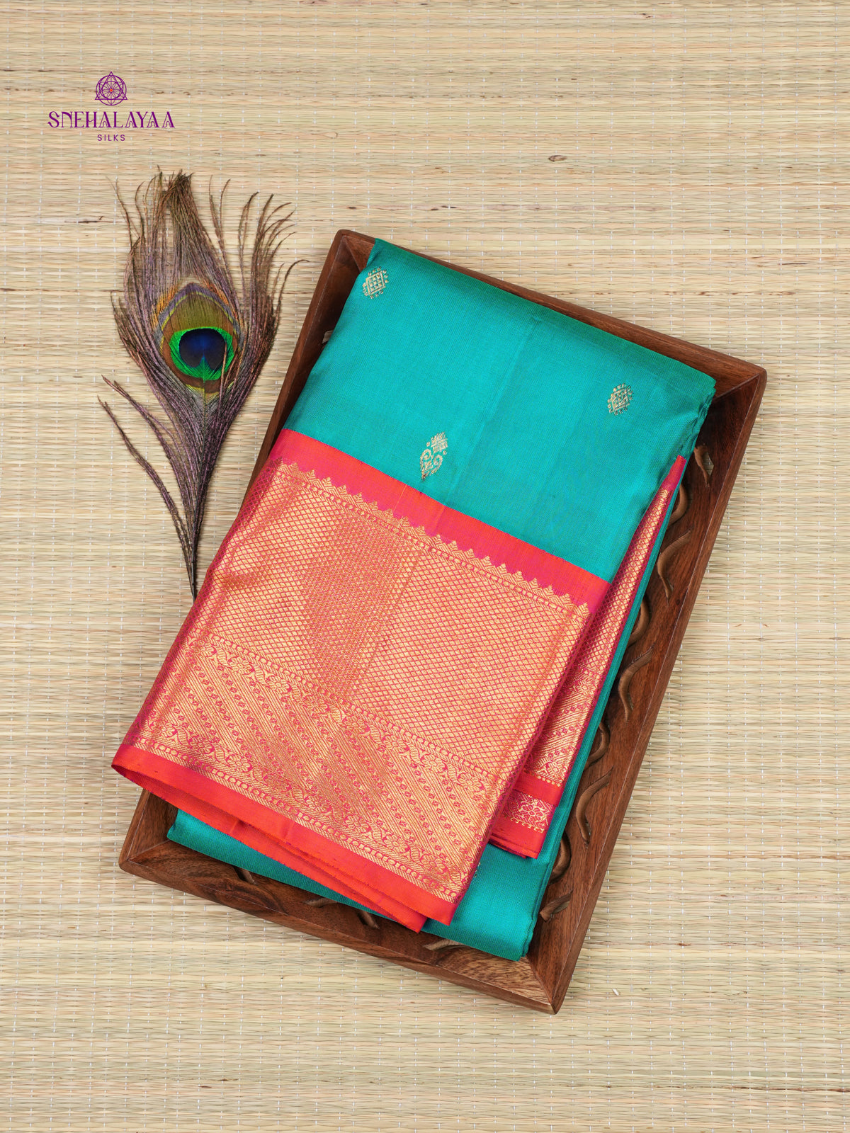 Teal Blue Kanjivaram Silk Saree