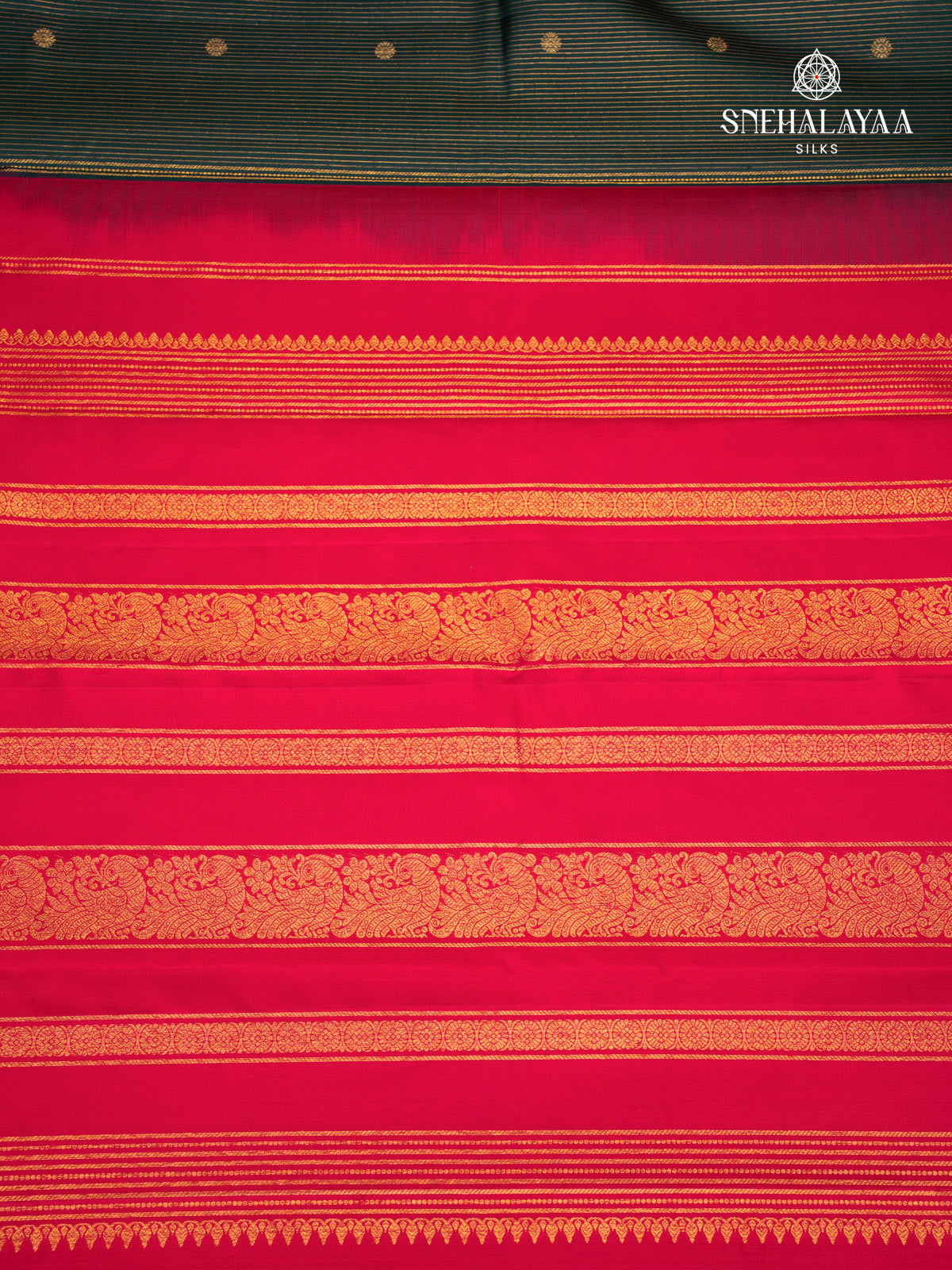 Bottle Green Korvai Kanjivaram Silk Saree