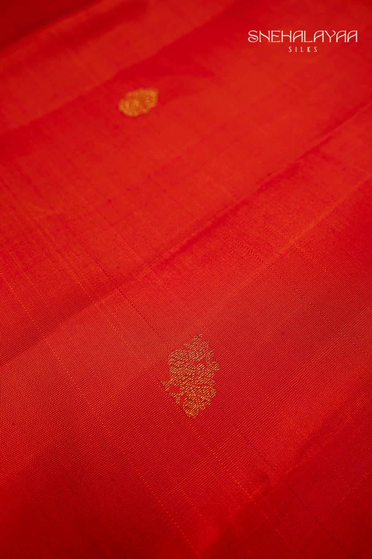 Orange And Pink Kancheevaram Silk Saree