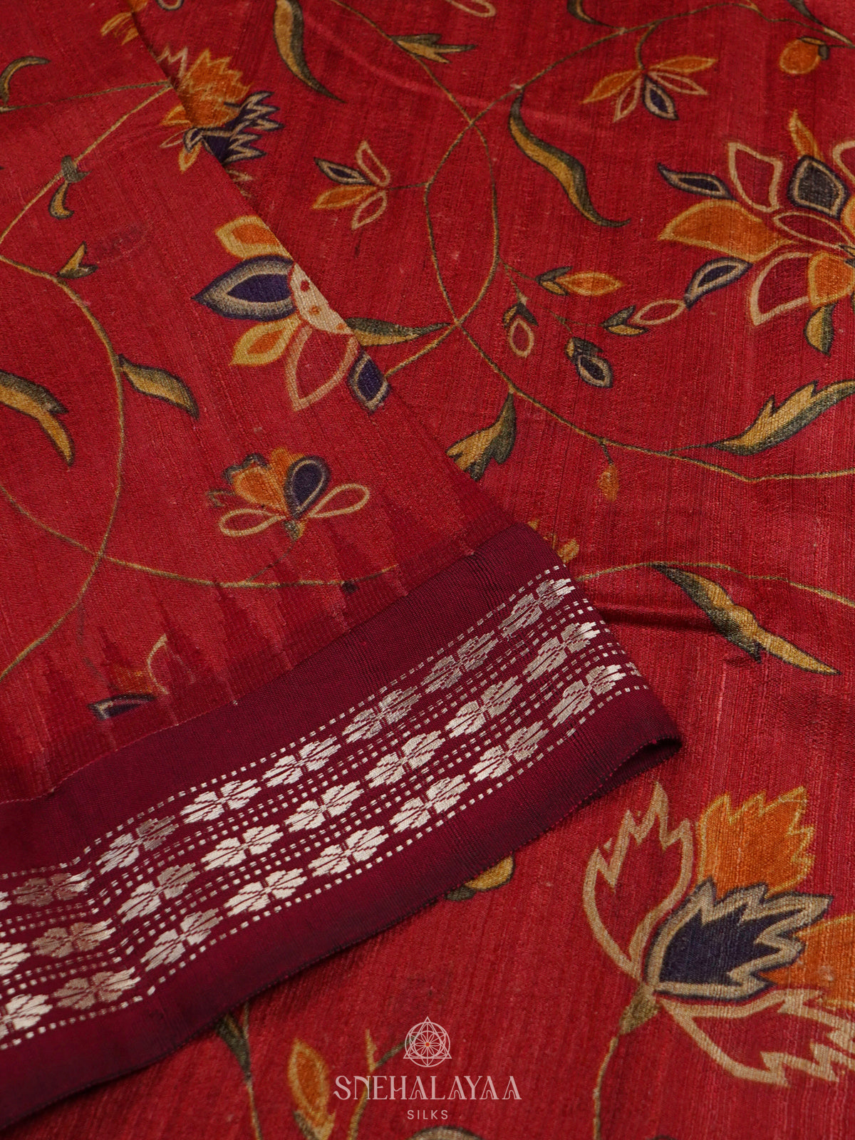 Maroon Munga Tussar Saree
