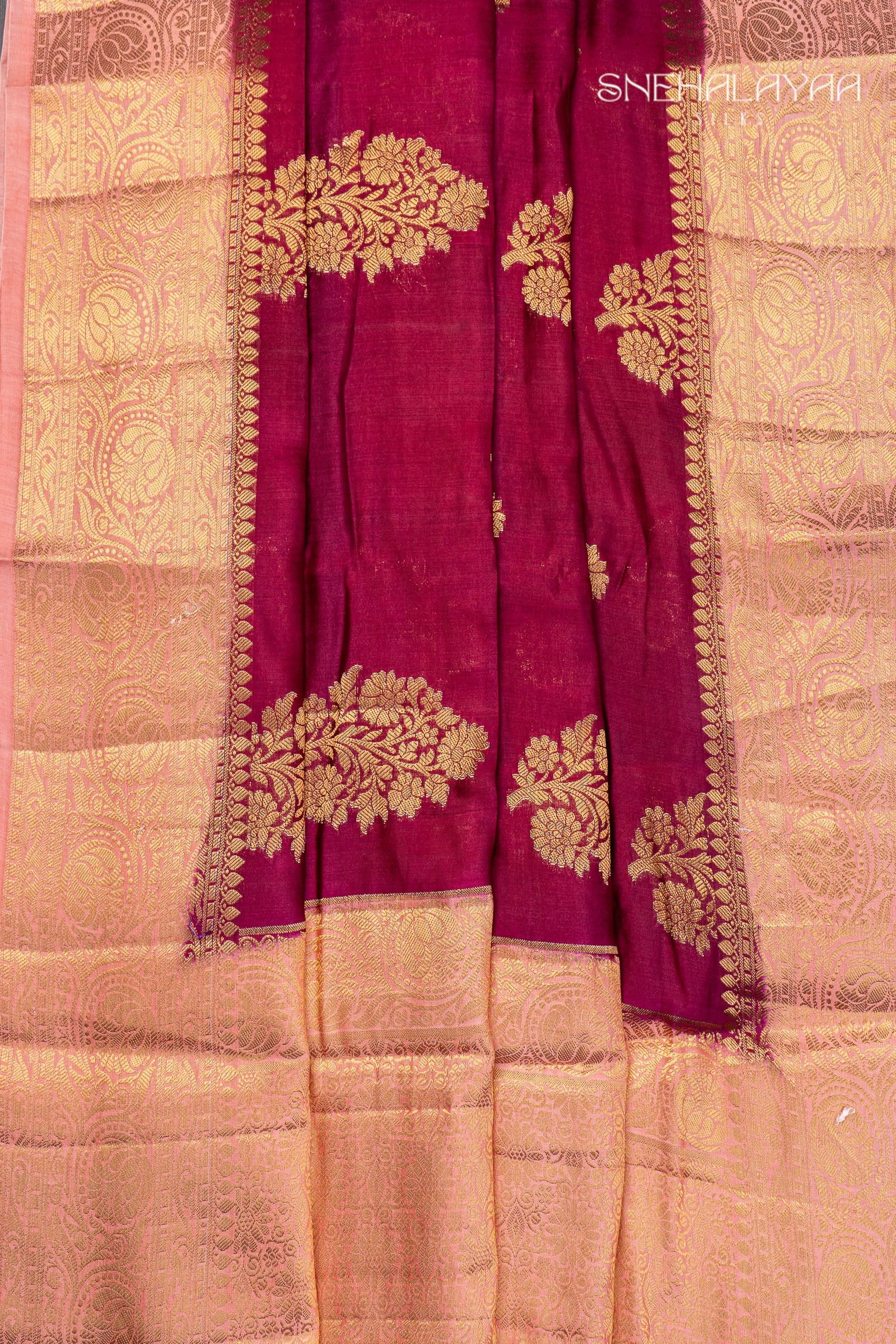 Boysenberry Banaras Dupion Silk Saree