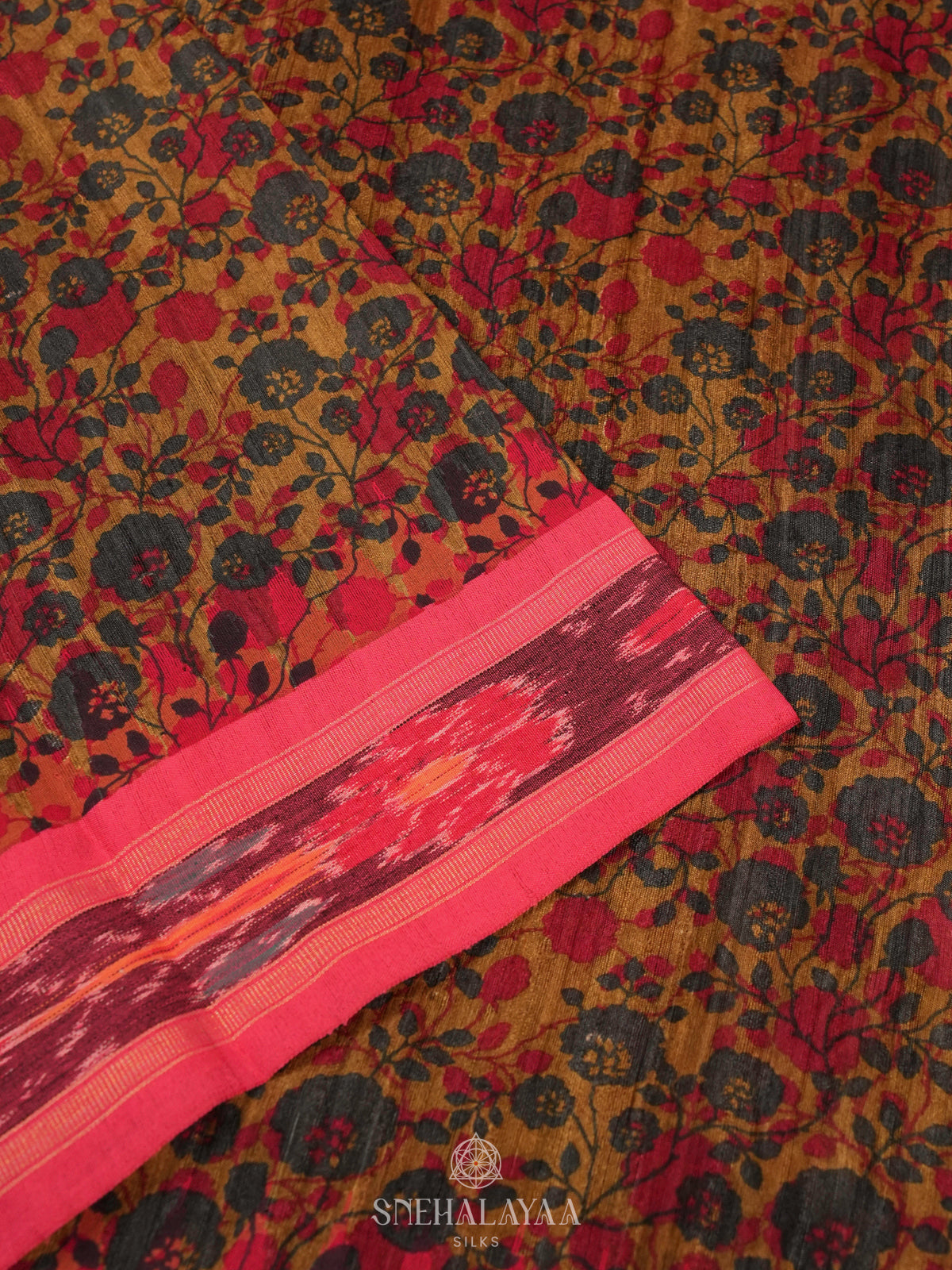 Mustard Yellow Munga Tussar Saree