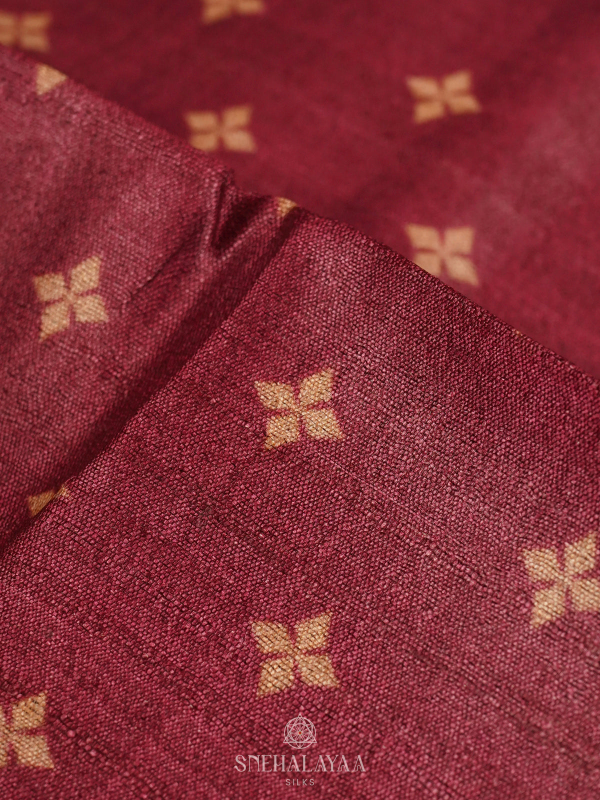 Maroon Tussar Saree