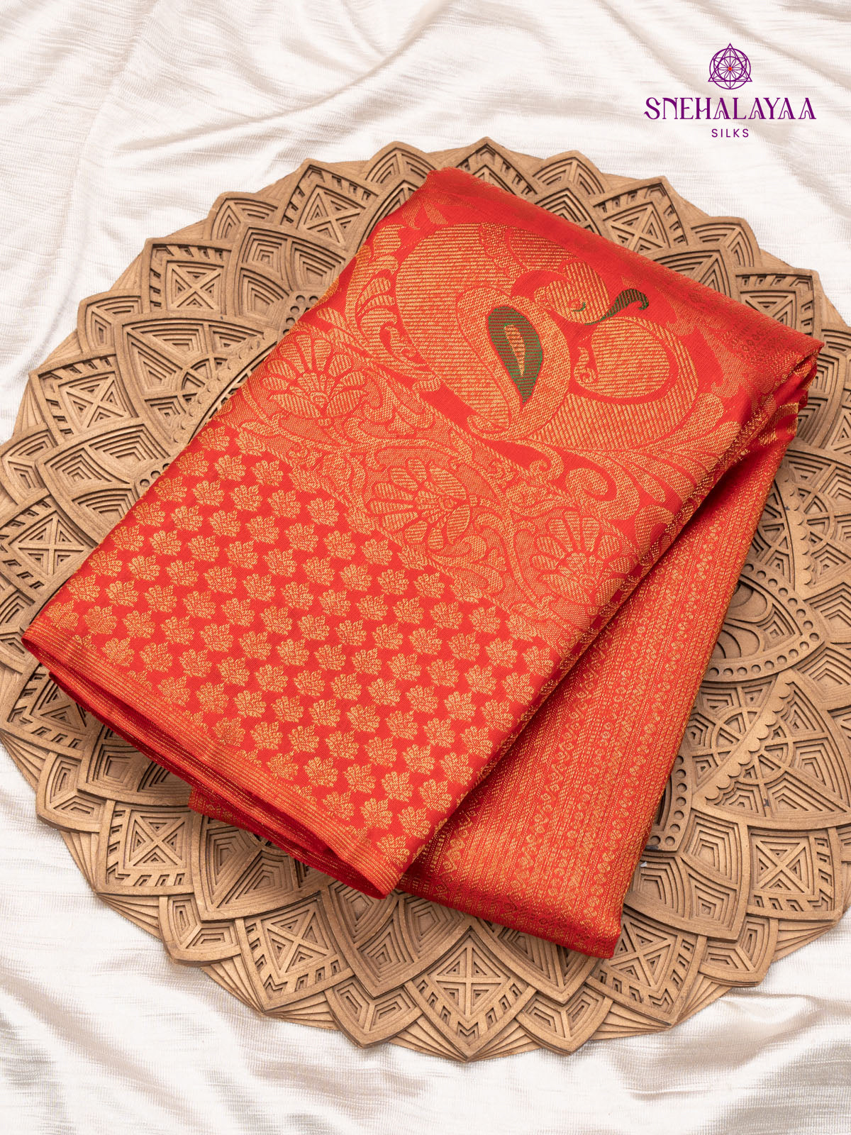 Rust Orange Kanjivaram Silk Saree