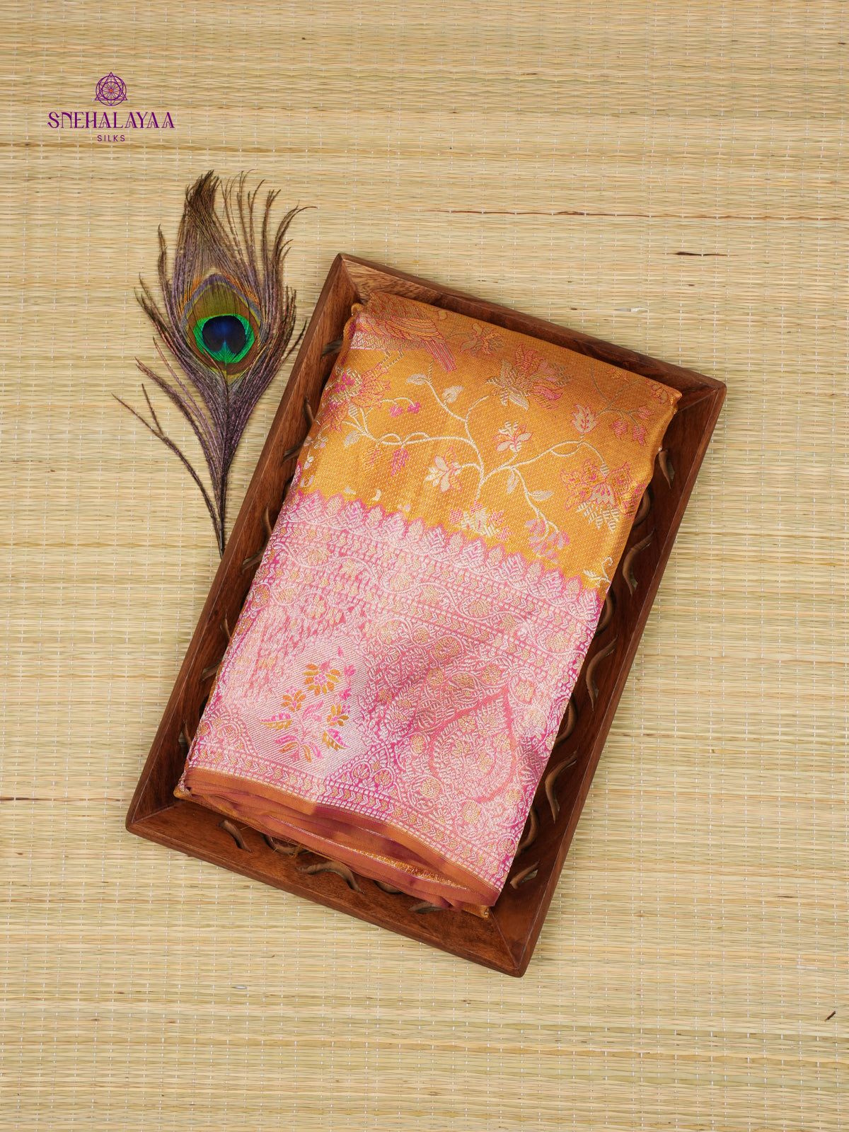 Orange Kanjivaram silk saree