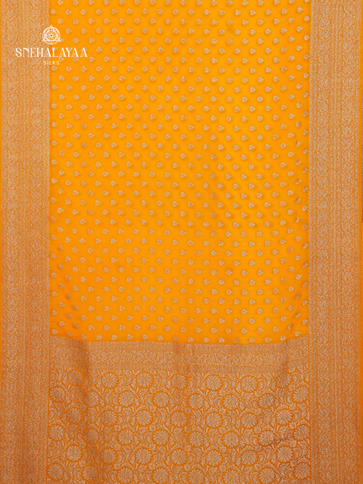Mango Yellow Banaras Crepe Silk Saree