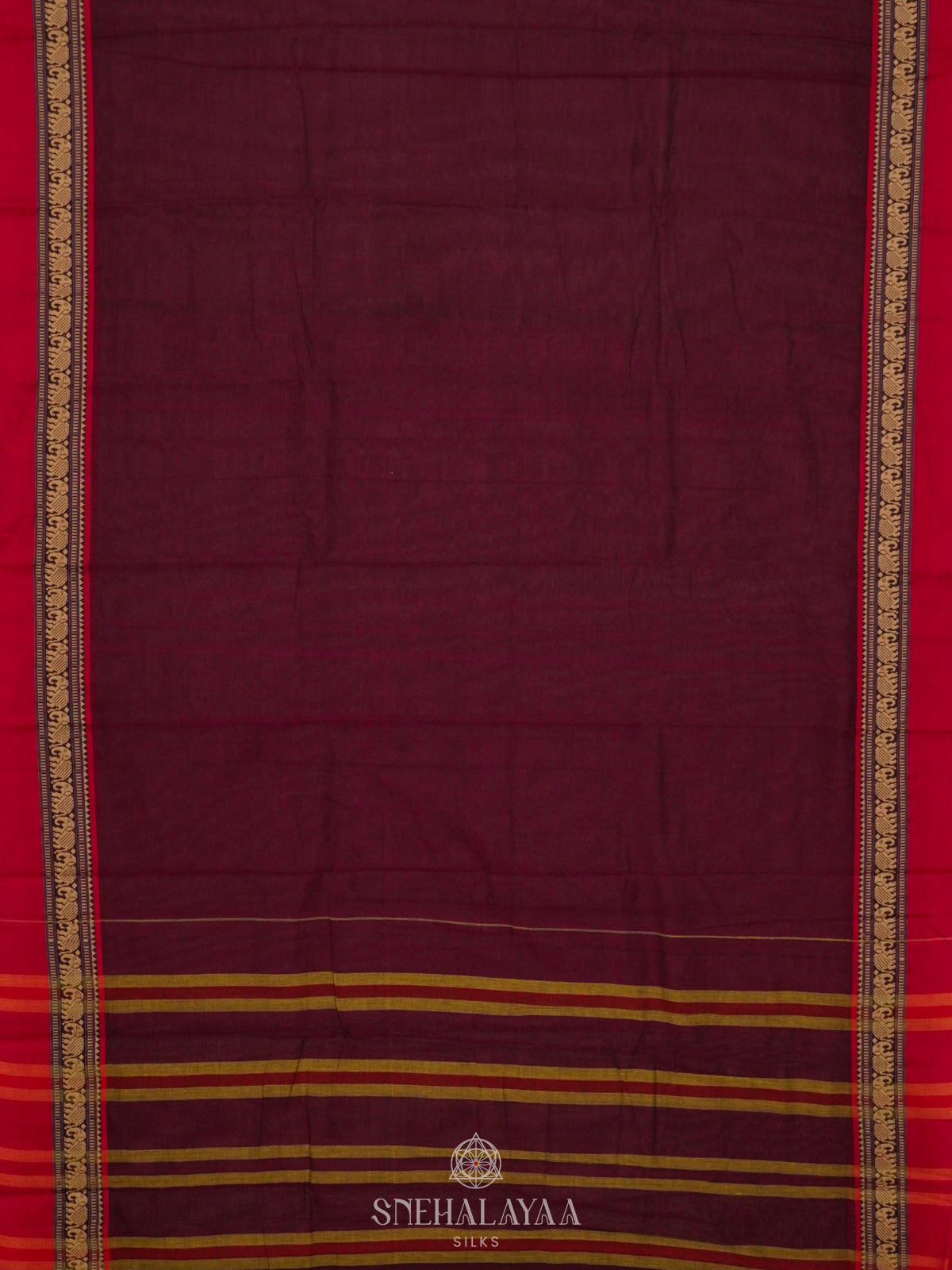 Purple Narayanpet Cotton Saree without Blouse