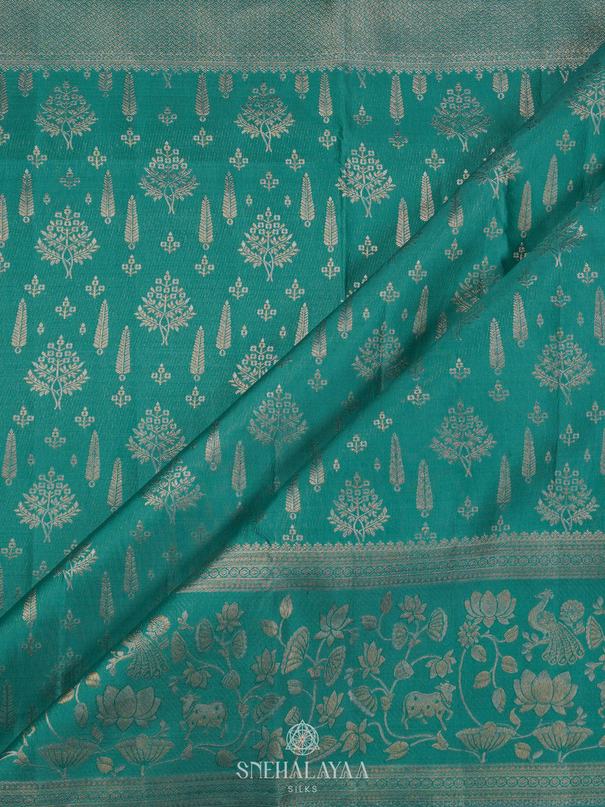 Teal Blue Kanjivaram Silk Saree