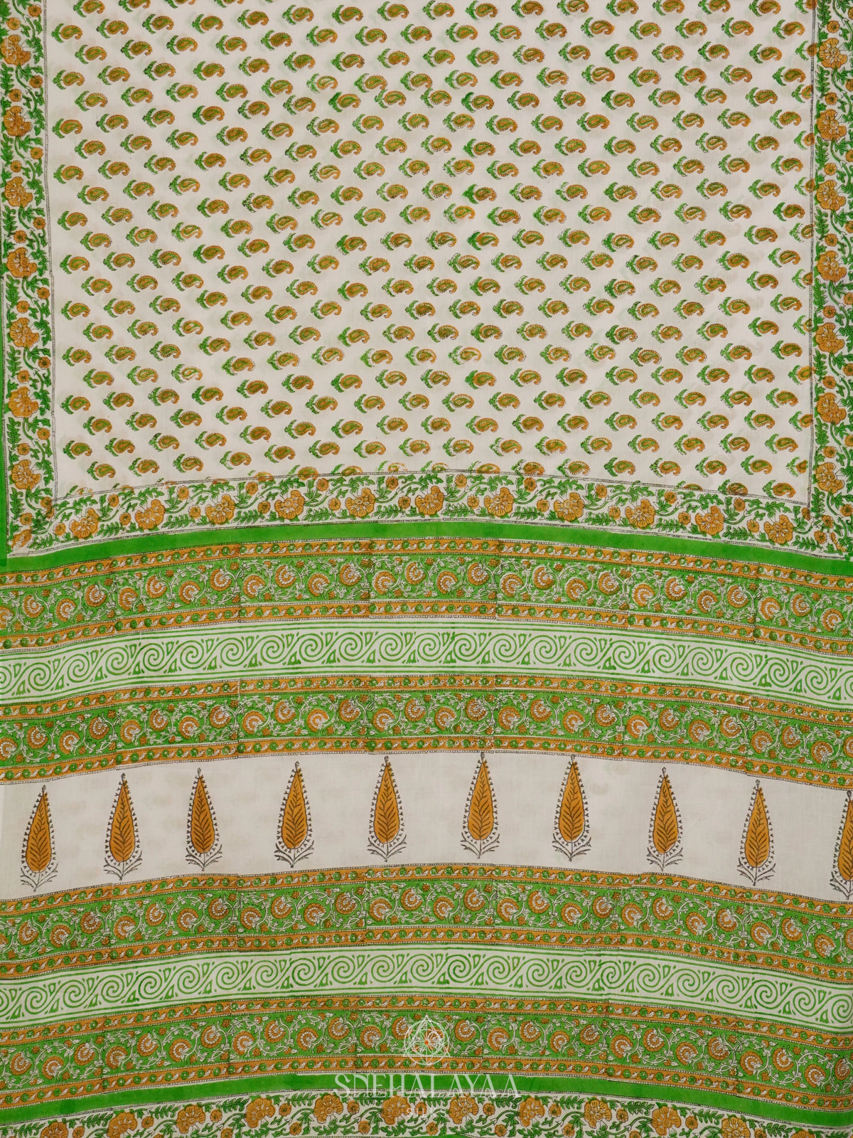 White Jaipur Cotton Saree