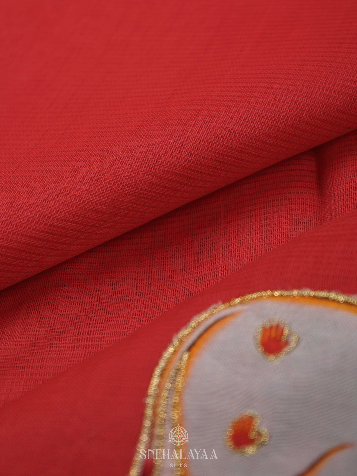 Red Magalagiri Silk Embroidery Saree