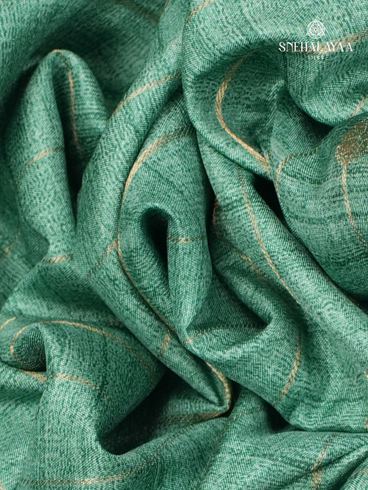 Teal Green Kalamkari Tussar Saree