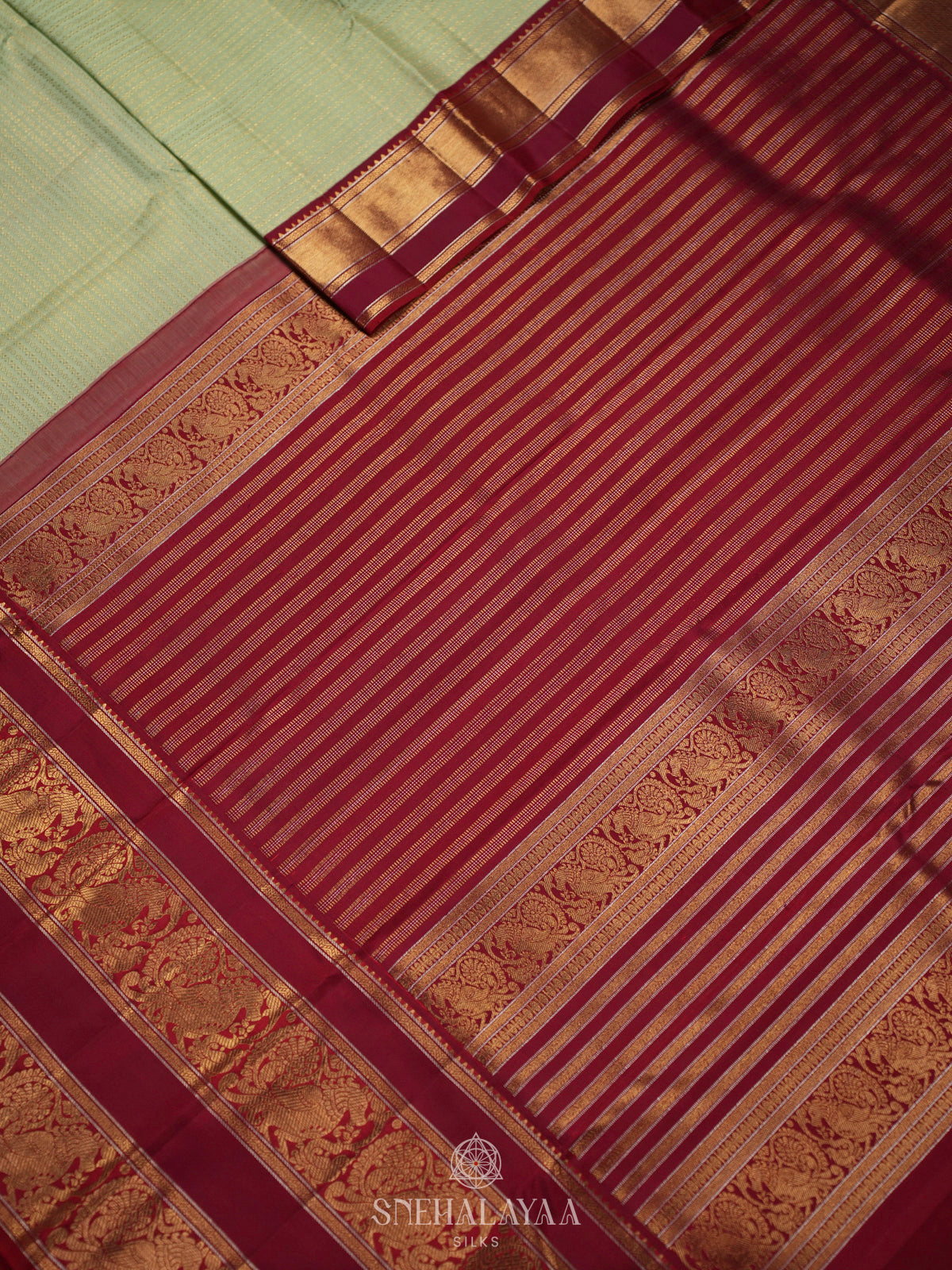 Pista Green Kanjivaram Silk Saree