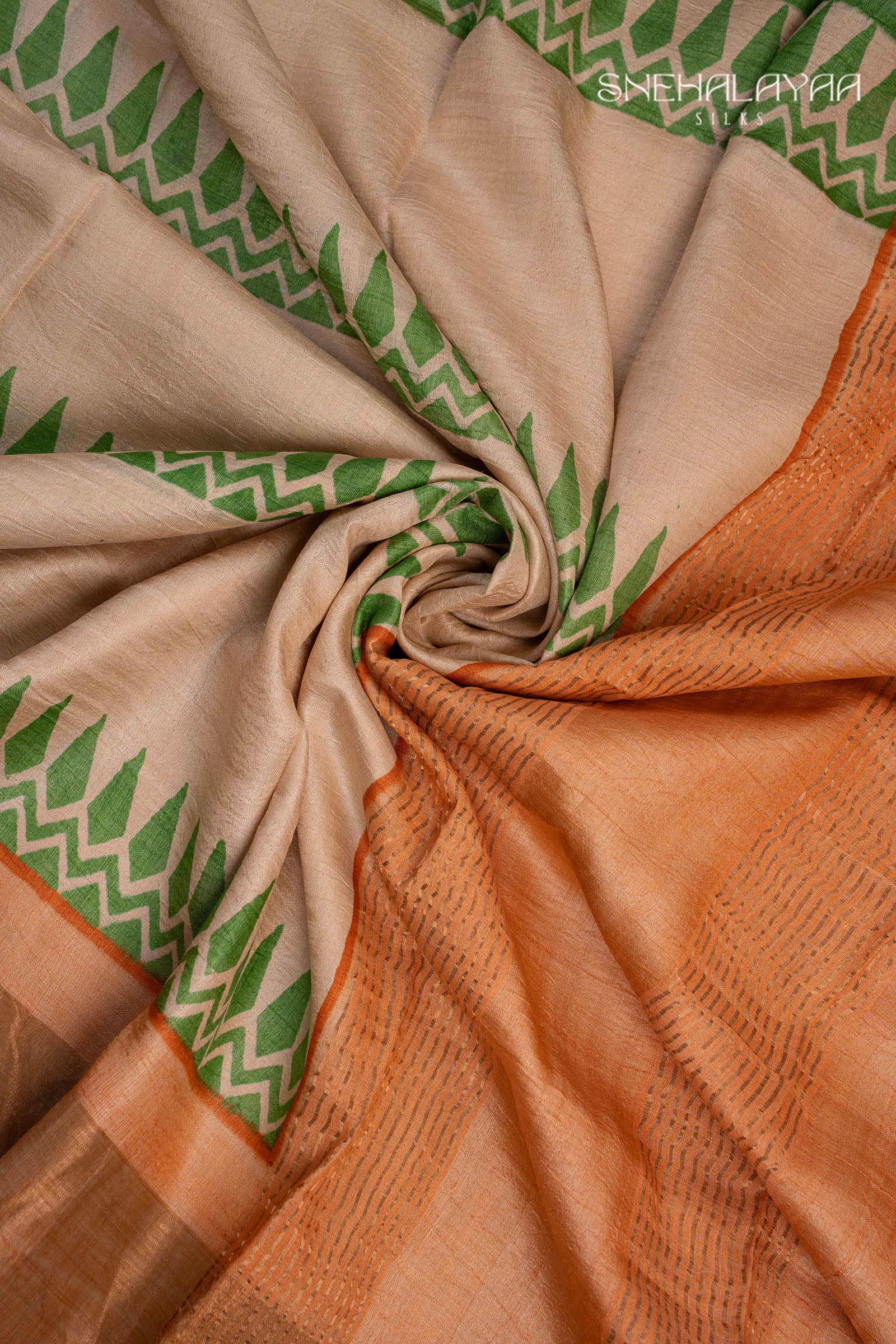 Cream Tussar Saree