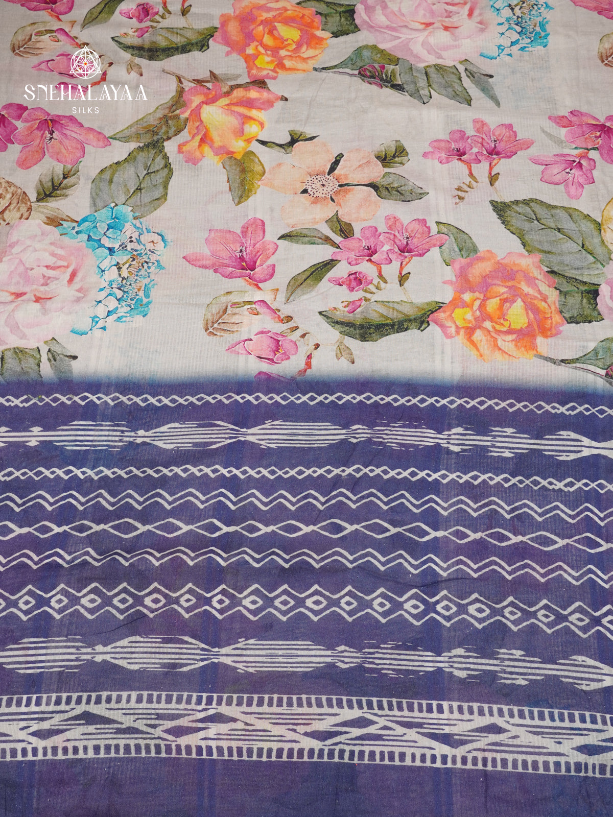 Grey Printed Linen Cotton Saree