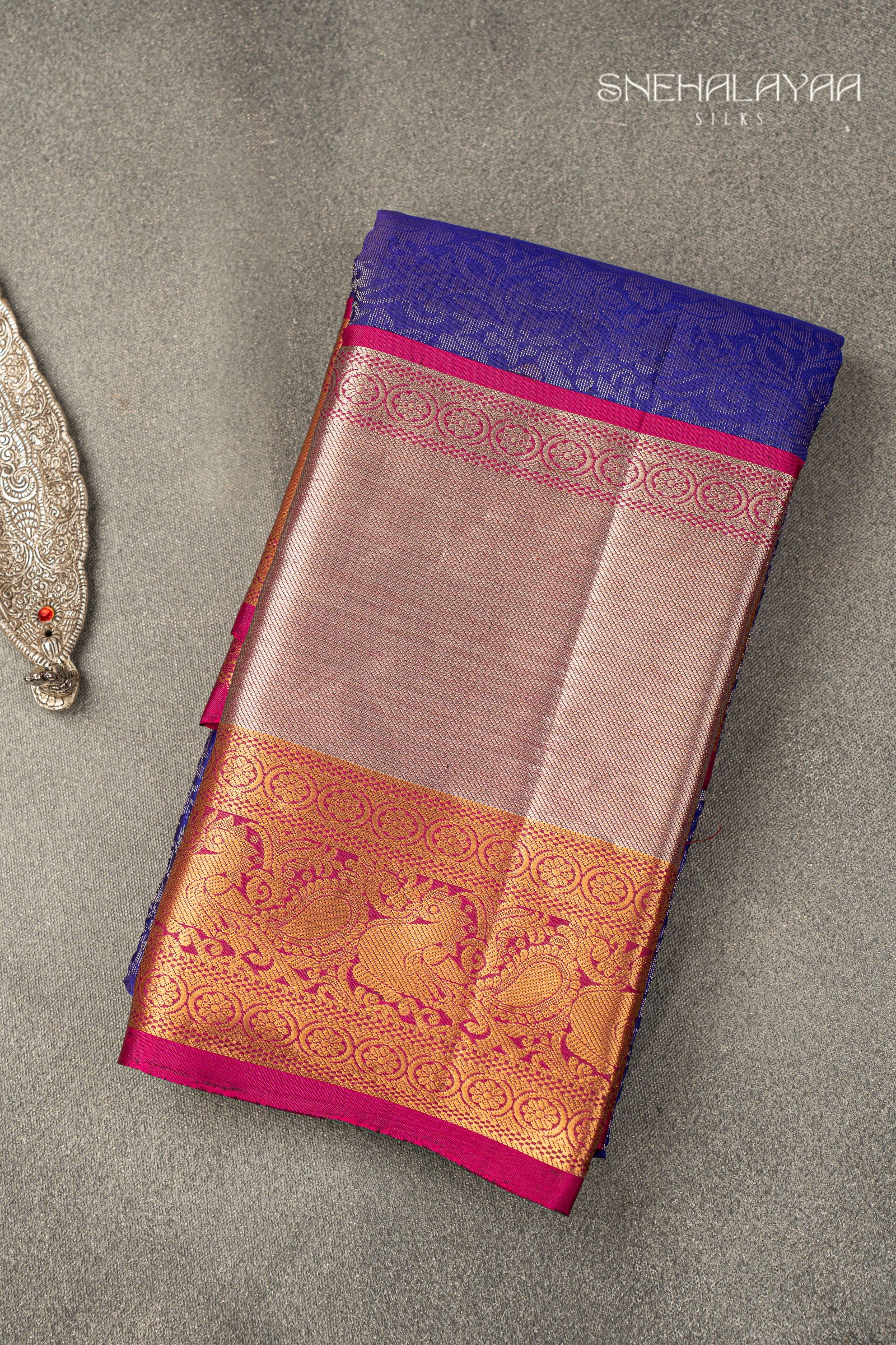 Admiral Blue Kancheevaram Silk Saree