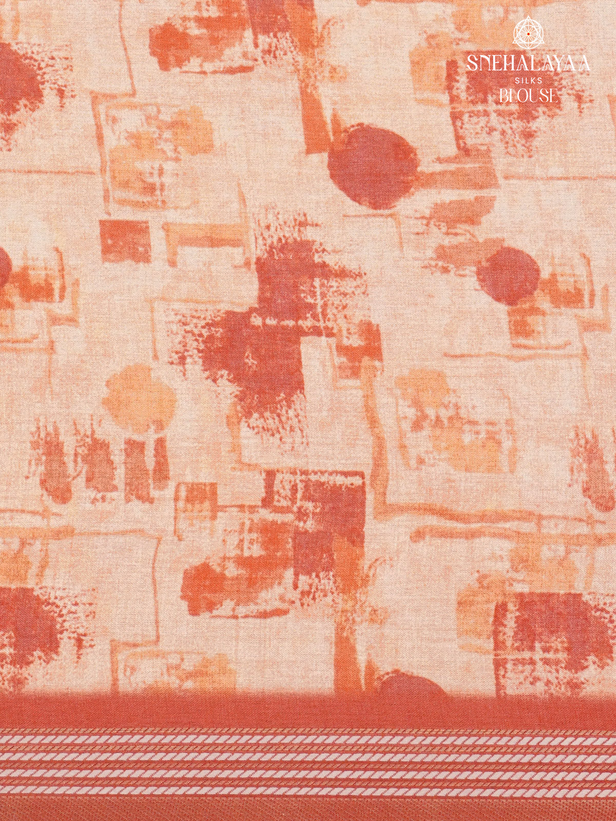 Saffron Floral Printed Tussar Saree