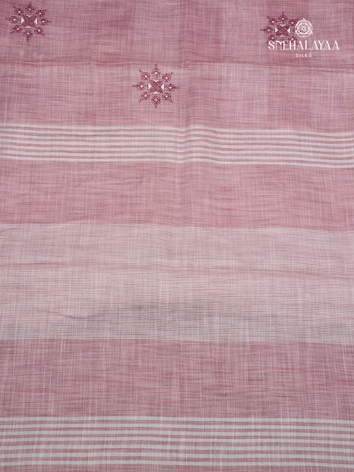 Pastel Rose Linen Tissue Embroidery Saree