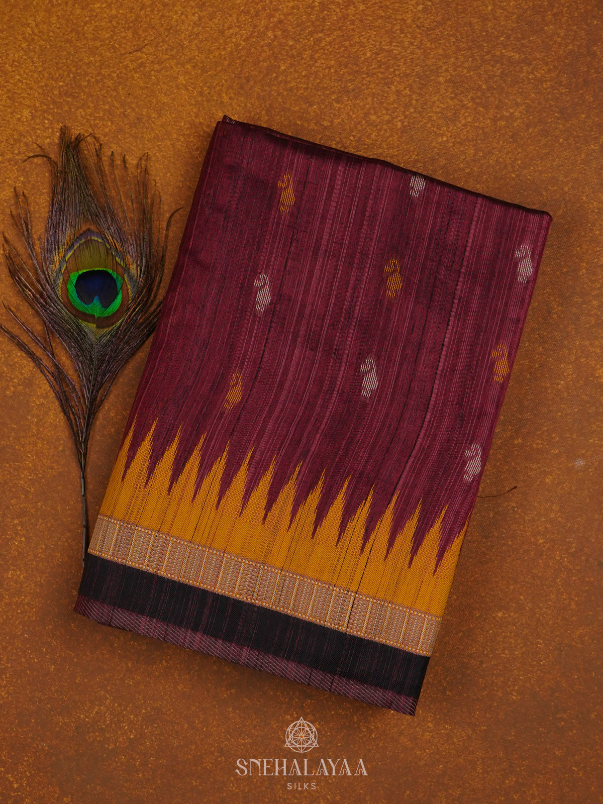 Maroon Munga Tussar Saree