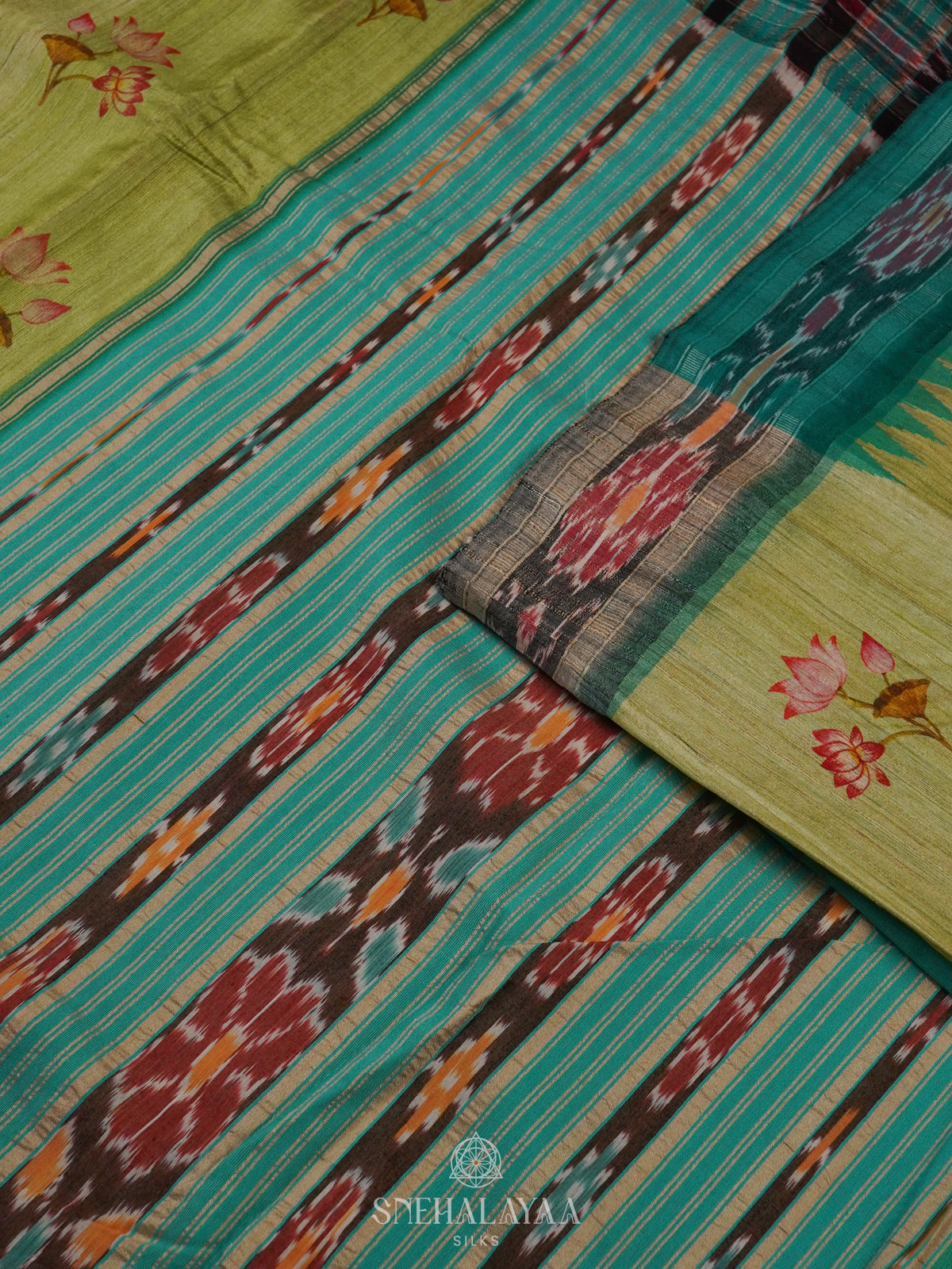 Olive Green Munga Tussar Saree