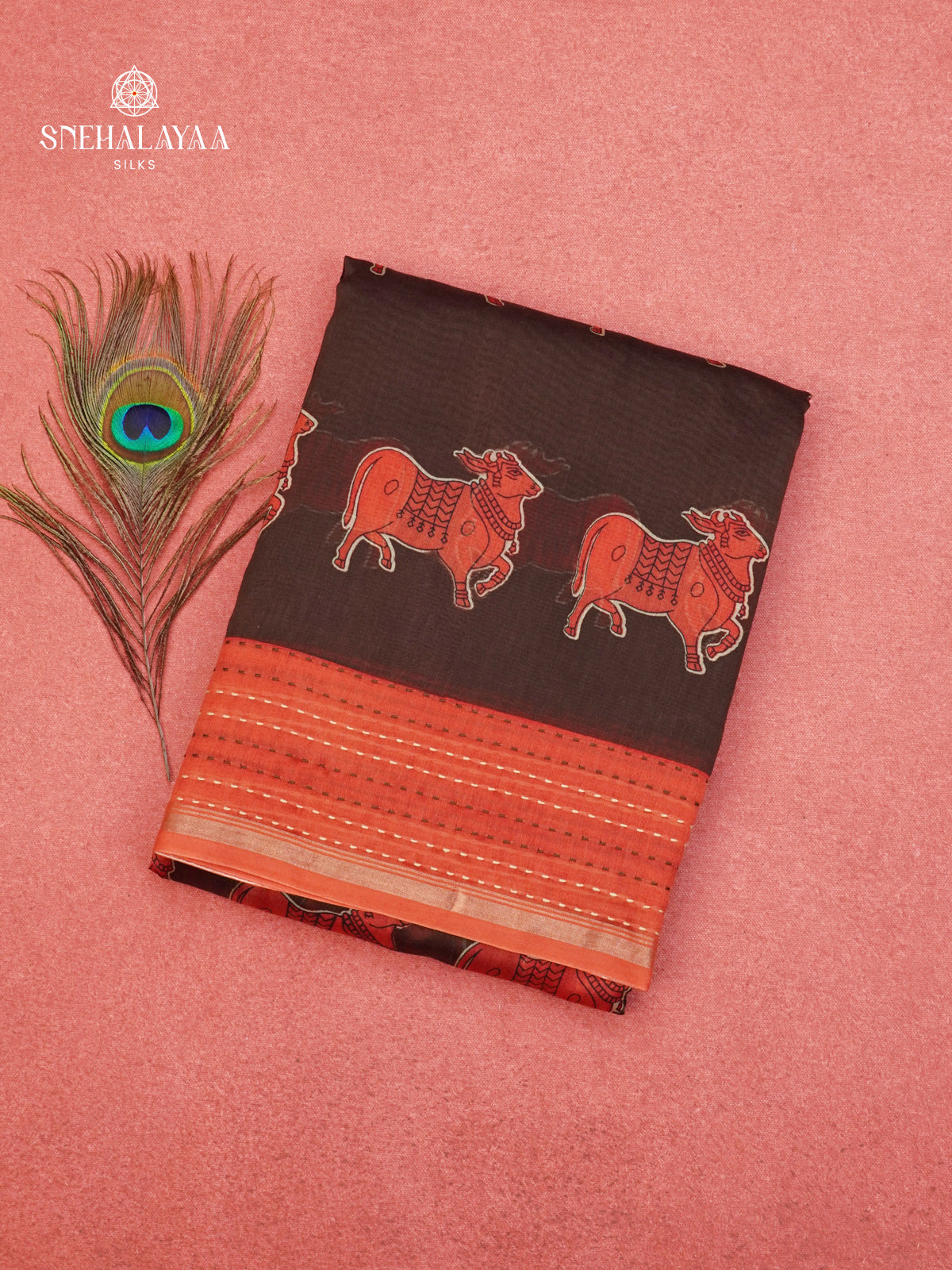 Brown Chanaderi Saree