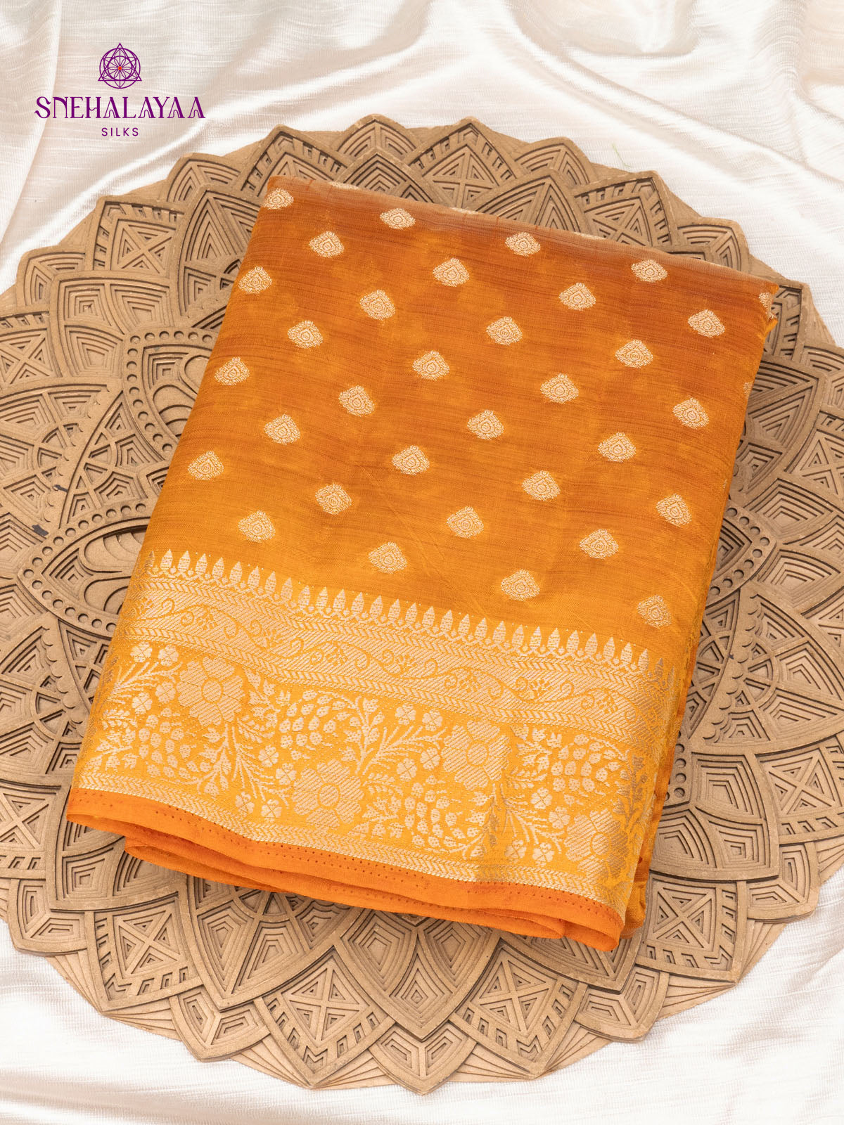 Mustard Yellow Raw Silk Saree