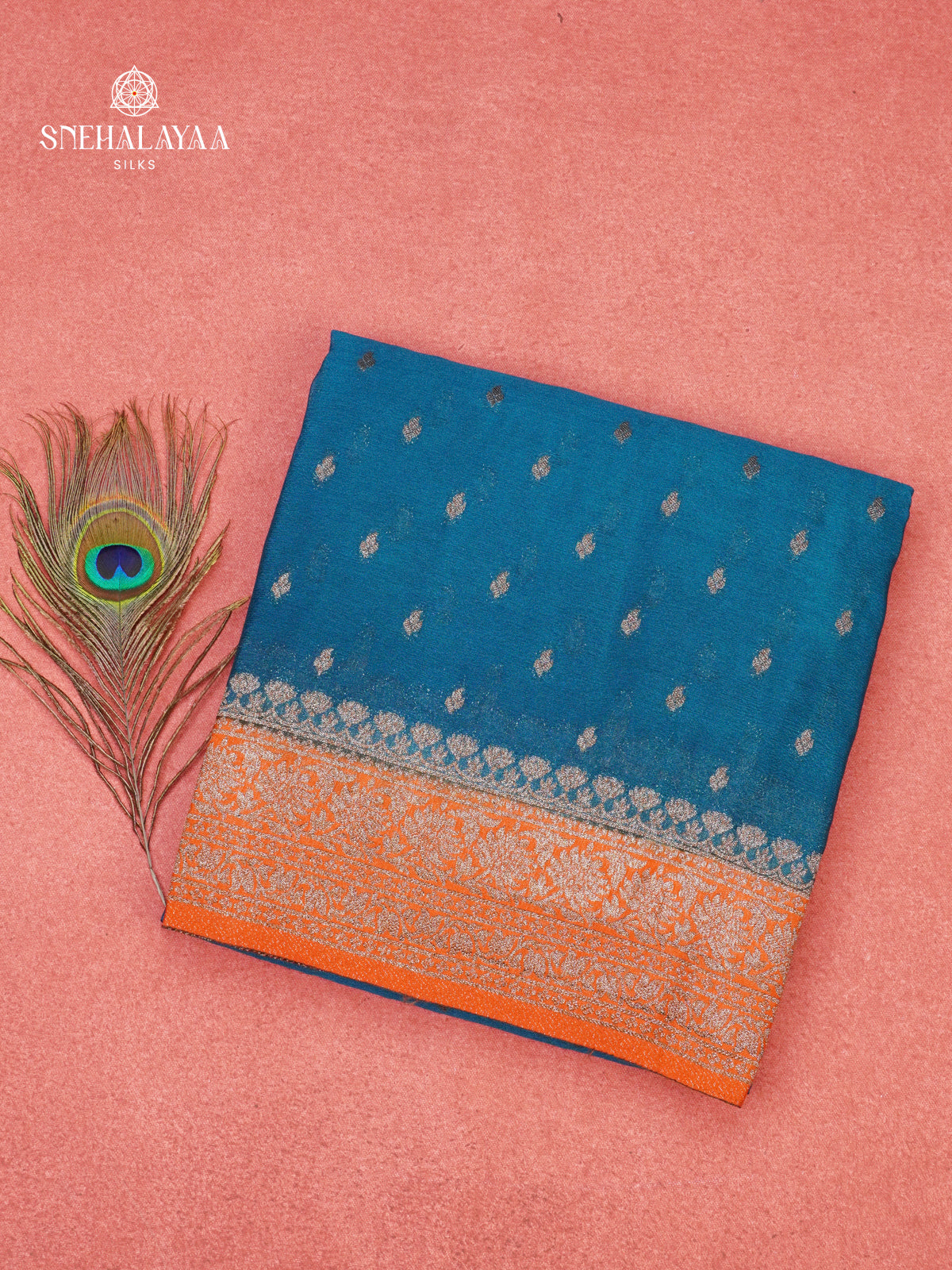 Blue Banaras Crepe Silk Saree