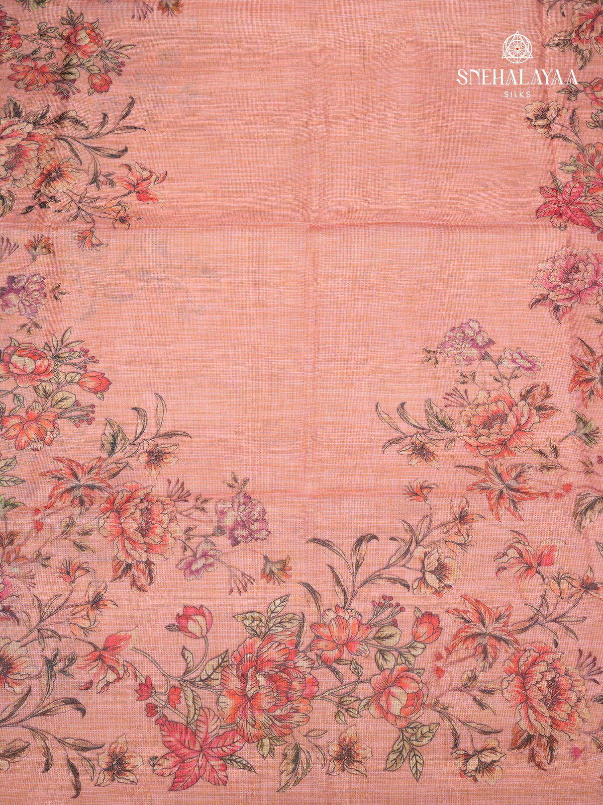 Pale Pink Printed Kota Saree